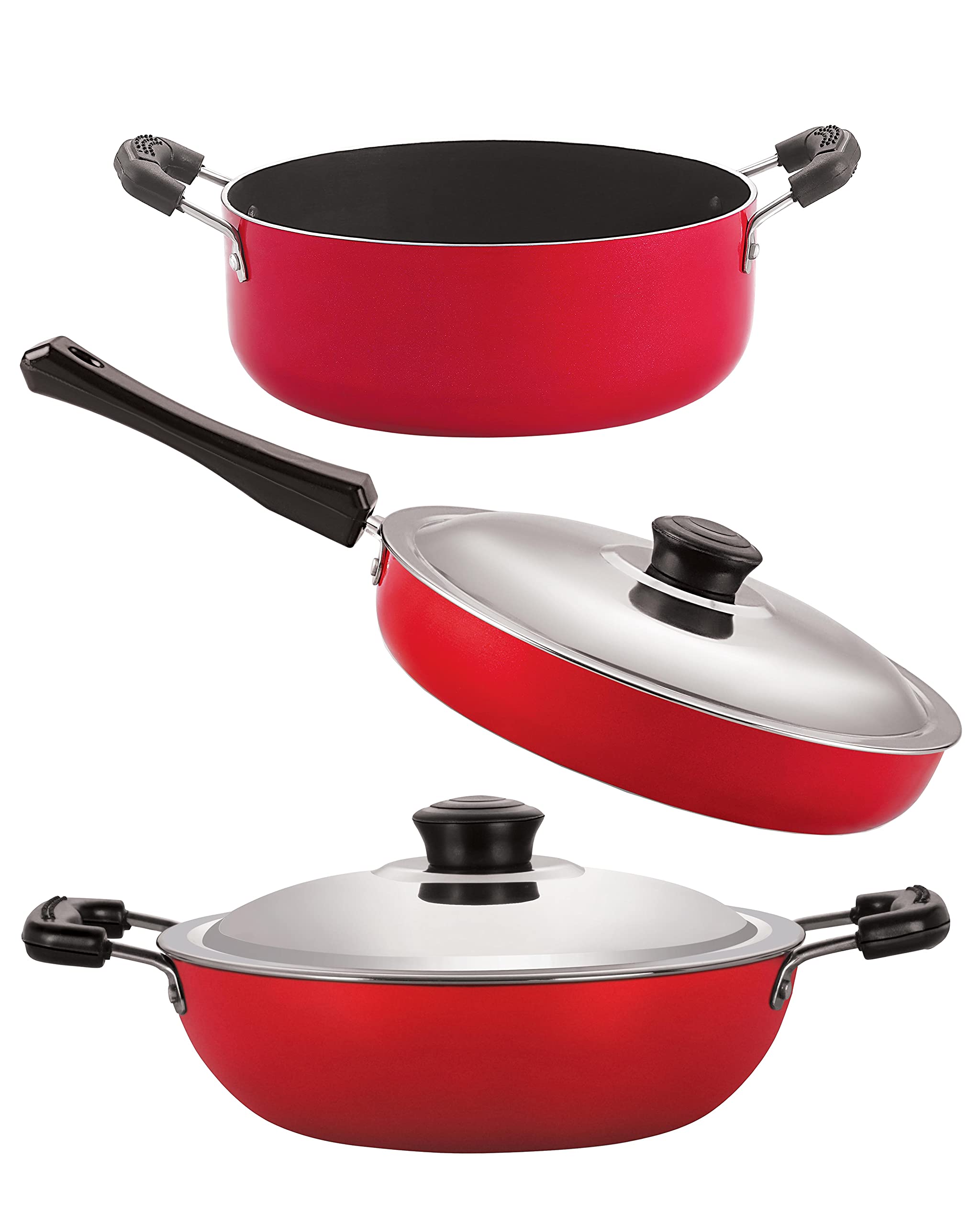 Nirlon Aluminium Nonstick Cooking Set Of 3 Pieces Combo Offers (Fp13_Dkd(B)_Cs24)