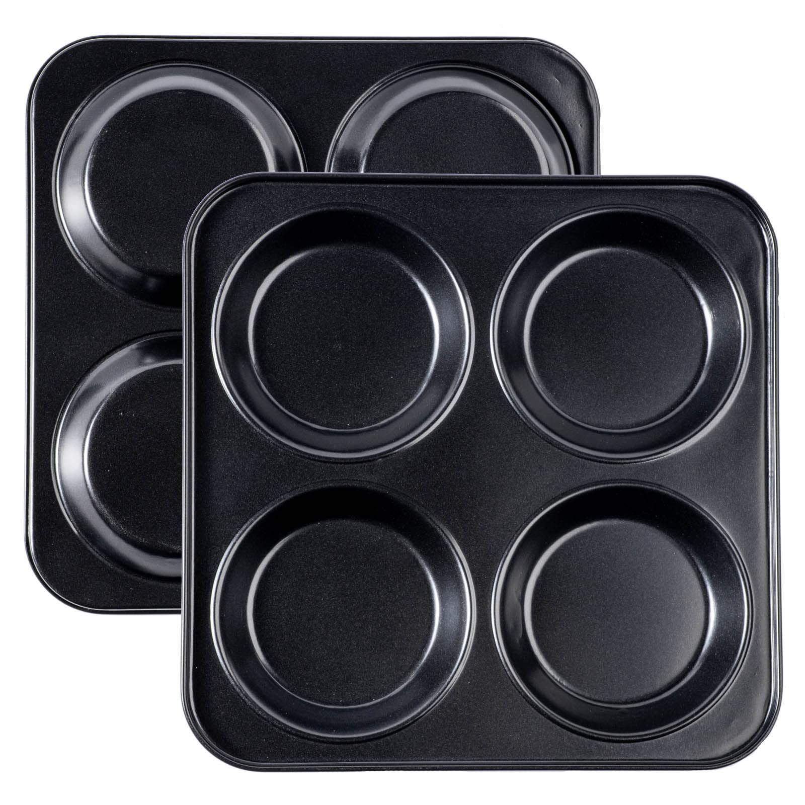 Yorkshire Pudding Pan, 4 Inch Muffin Top Pans 2 Pack Nonstick Hamburger Whoopie Pie Pan Egg Sandwich Molds Small Round Bread Rol
