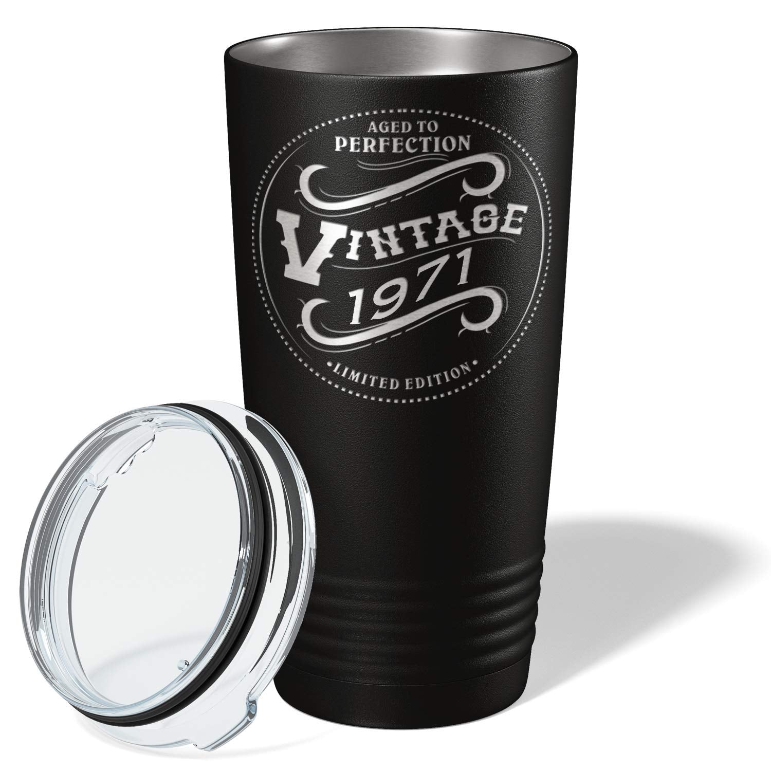 Cuptify 1971 Aged To Perfection Vintage 52Nd Birthday Gift For Men And Women 52 Years Old On Black 20 Oz Insulated Stainless Ste