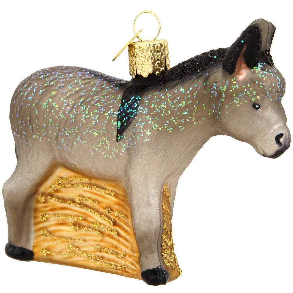 Old World Christmas Ornaments Farm Animals Glass Blown Ornaments for Christmas Tree, Donkey