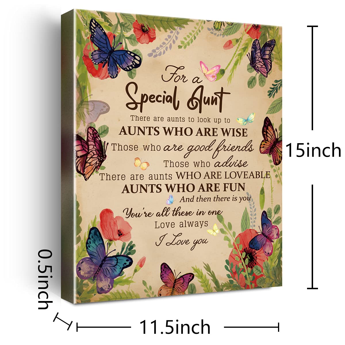 To My Aunt Saying -Hangable Canvas Poem Prints Framed Poster Wall Art for Aunt from Niece-Meaningful Aunt Gifts Aunt Home Bedroom Living Room Wall Decor- Special Aunt