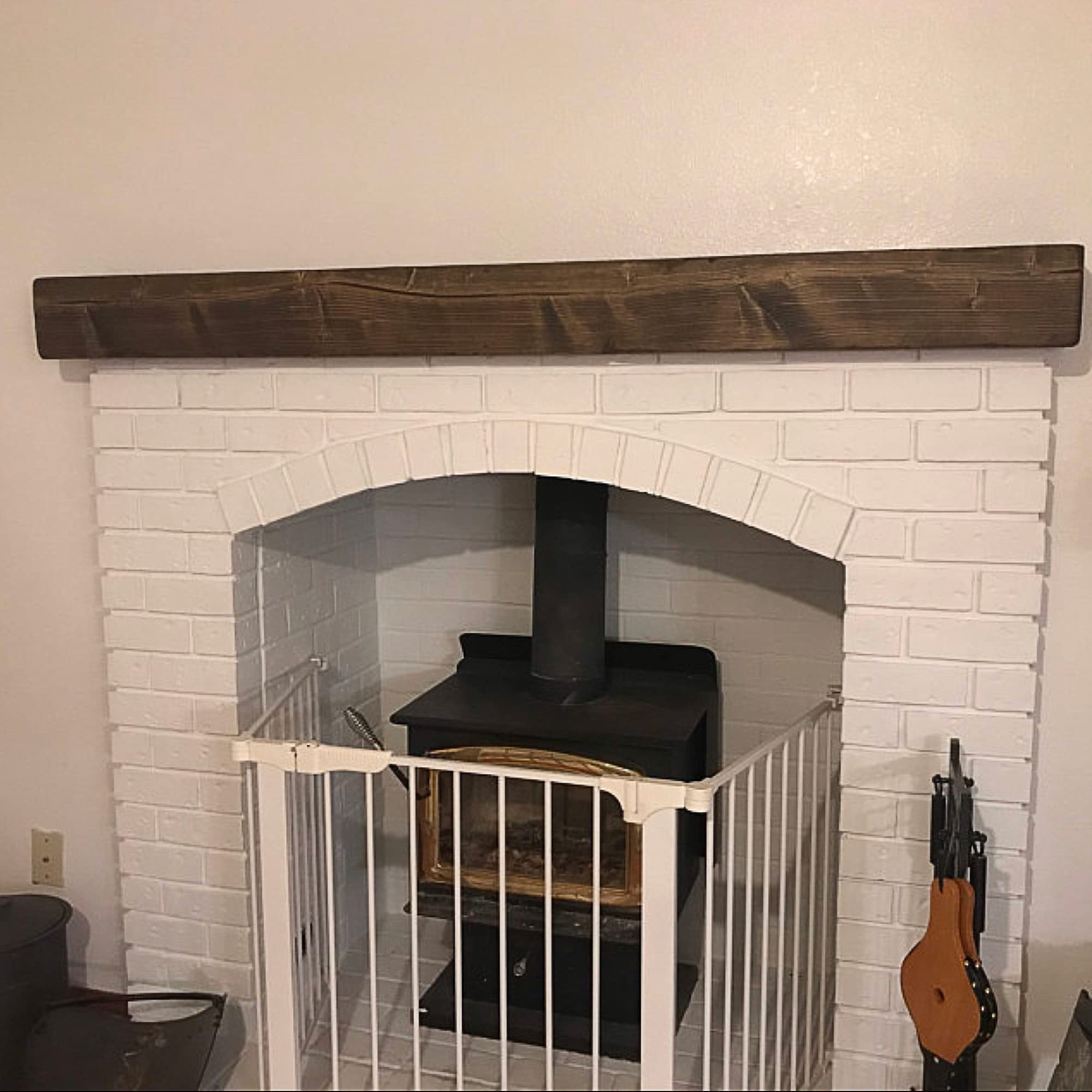 Fireplace Mantel, Rustic, Shelf, Floating Mantle, Real Wood, Beam, Urbandi (Dark Brown, 48Lx6Hx8D)