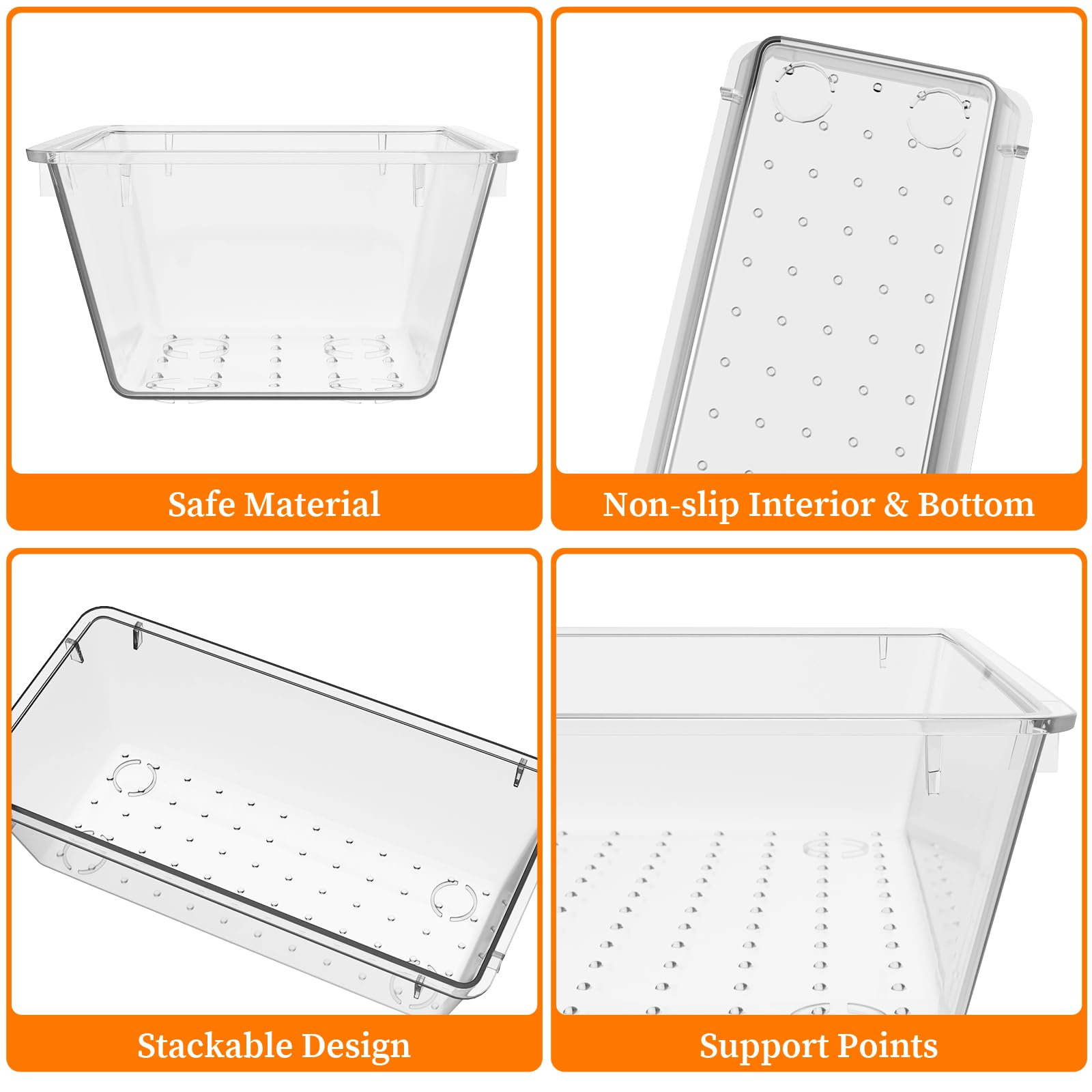 StorMiracle 32 PCS Clear Plastic Drawer Organizer Set, 4-Size vanity organizer Trays and Storage Bins for Makeup, Jewelry and Ga