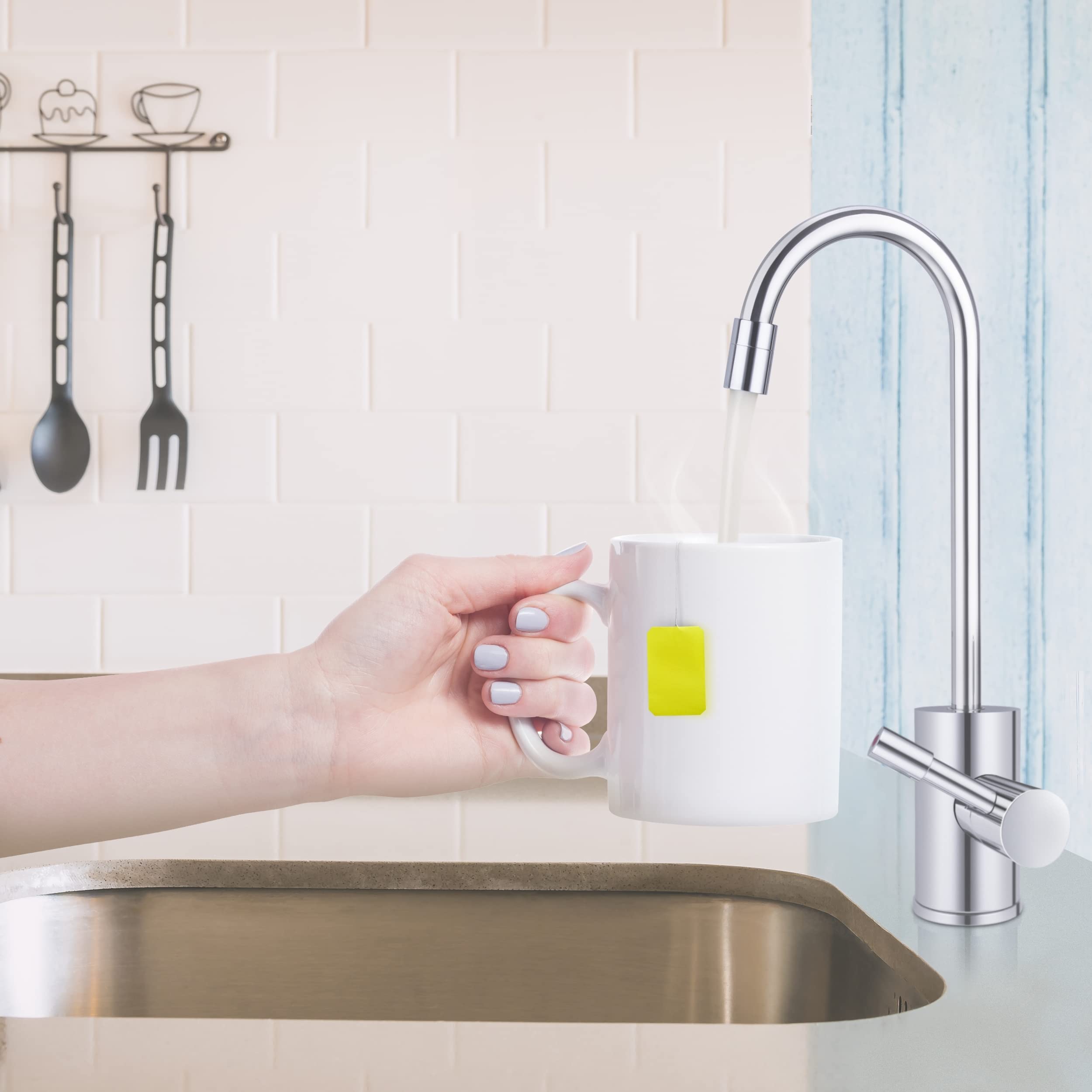 Ready Hot Rh-F560-Ch Faucet Only For Instant Hot Water Tank, Insulated, Safety Lock On Handle, Dual Lever, Chrome Finish