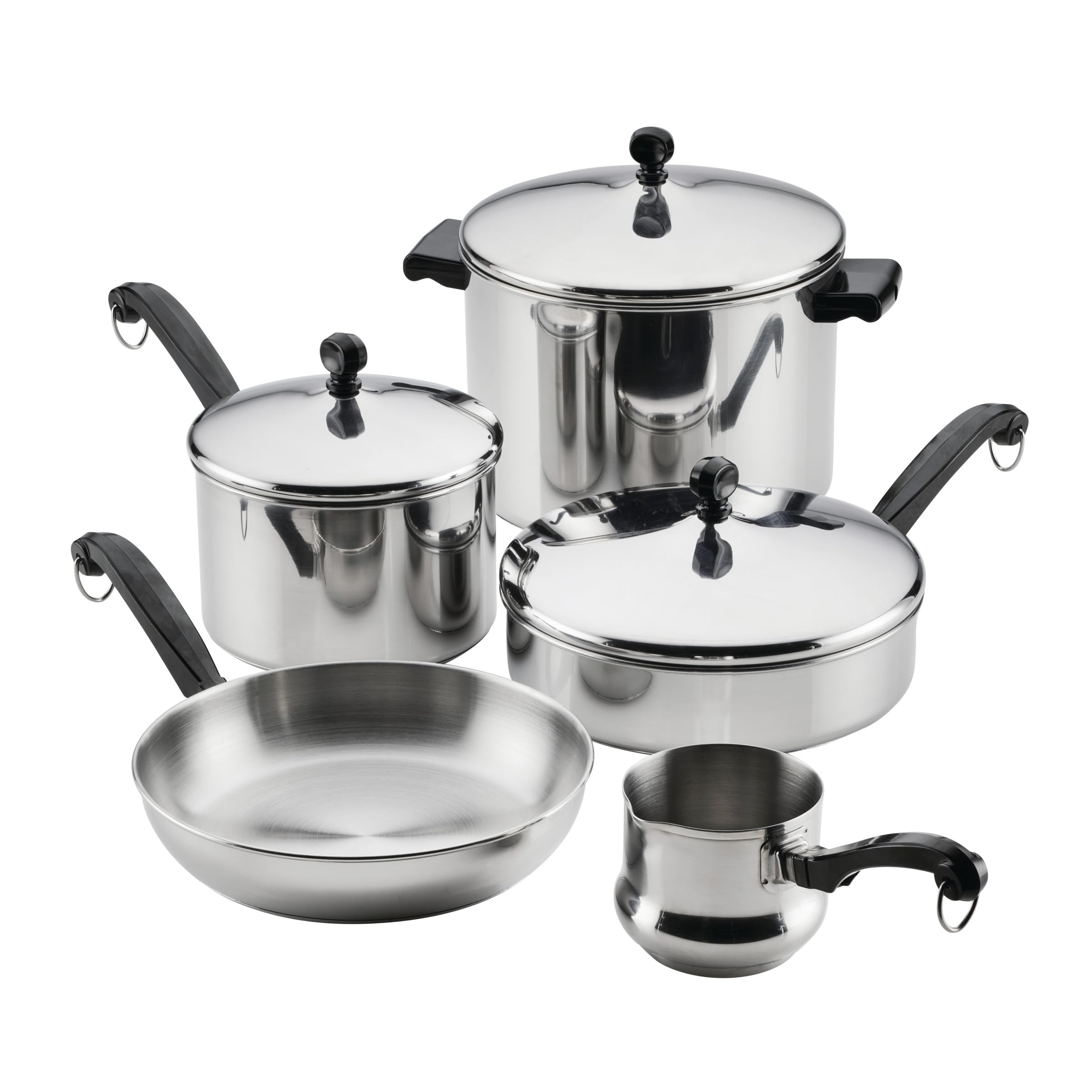 Farberware Classic Series Anniversary Edition Cookware Set, 8-Piece, Stainless Steel Pot and Pan Set