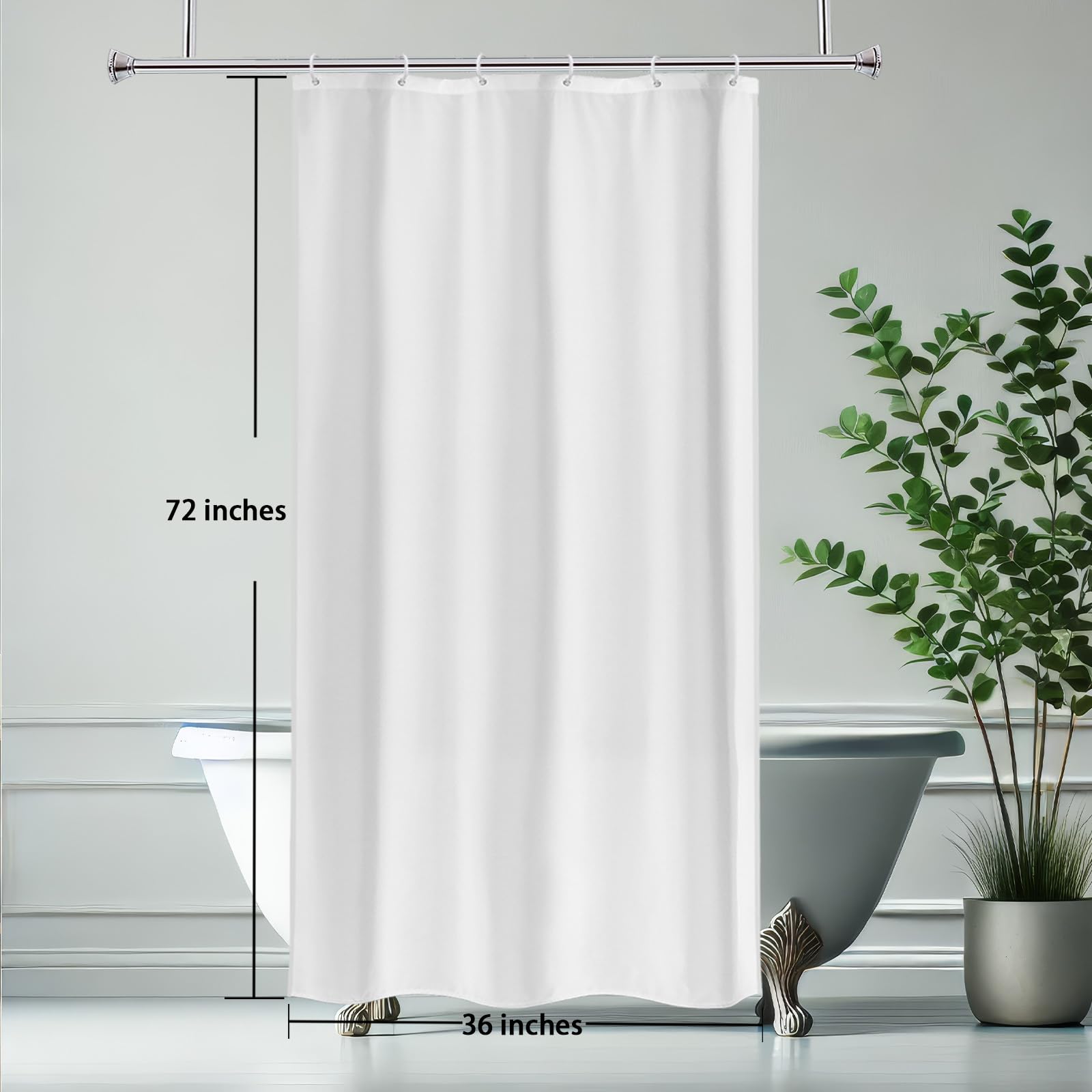 AooHome Fabric Shower Curtain  36 Width x 72 Height Inch Stall Size Bathroom Curtain for Hotel  Waterproof  White