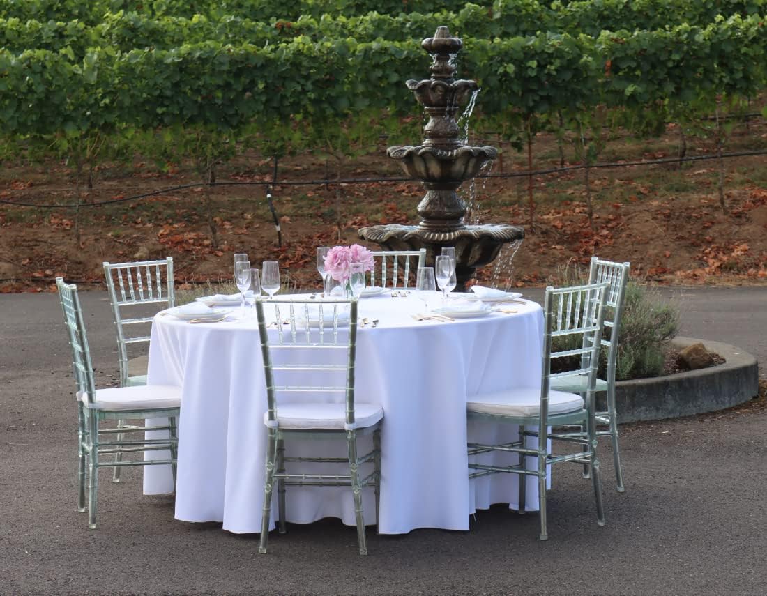Ltc Linens 120 In Round Tablecloth For 60 Inch Round Table - White Round Table Cover - Washable, Wrinkle Resistant Polyester Fab