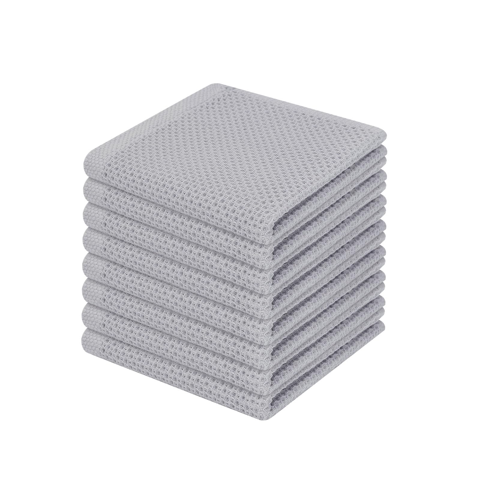 Homaxy 100% Cotton Waffle Weave Kitchen Dish Cloths, Ultra Soft Absorbent Quick Drying Dish Towels, 12 x 12 Inches, 8-Pack, Ligh