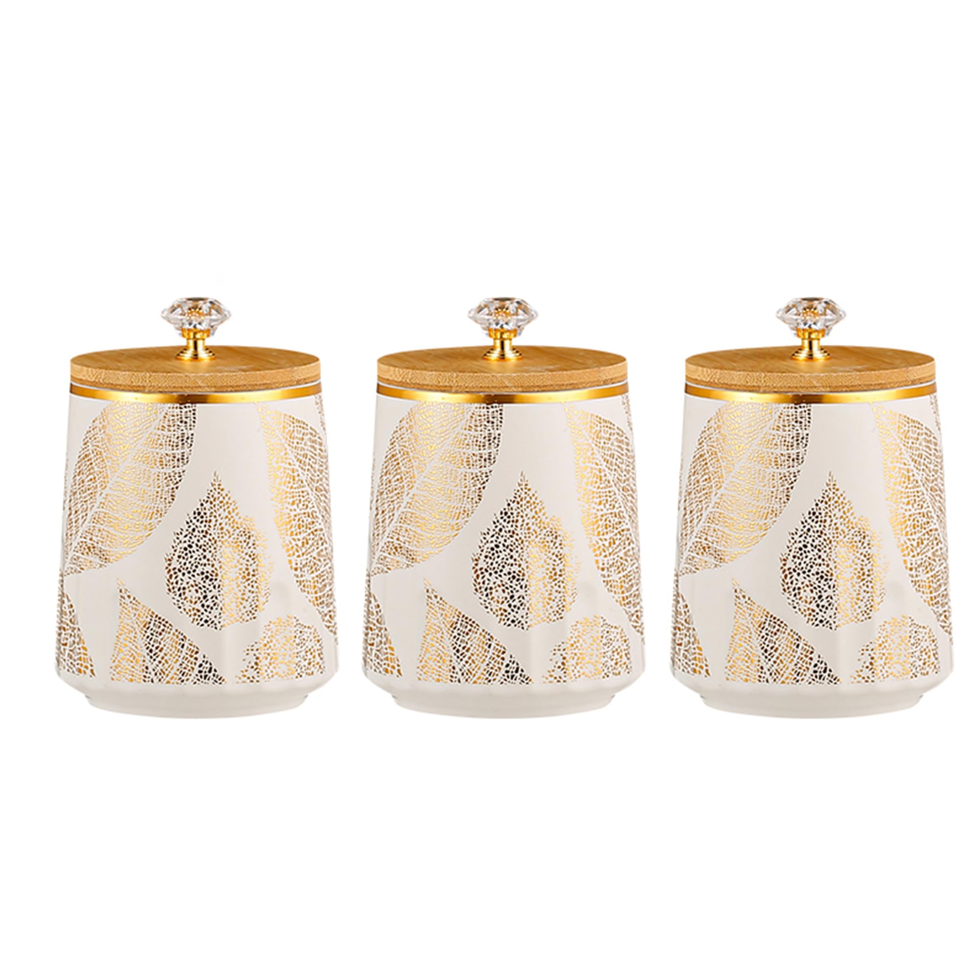 The Better Home Ceramic Jars With Bamboo Lids | Pack Of 3 (650Ml Each), Multicolor | Glass Jars | Glass Jar For Storage | Kitche