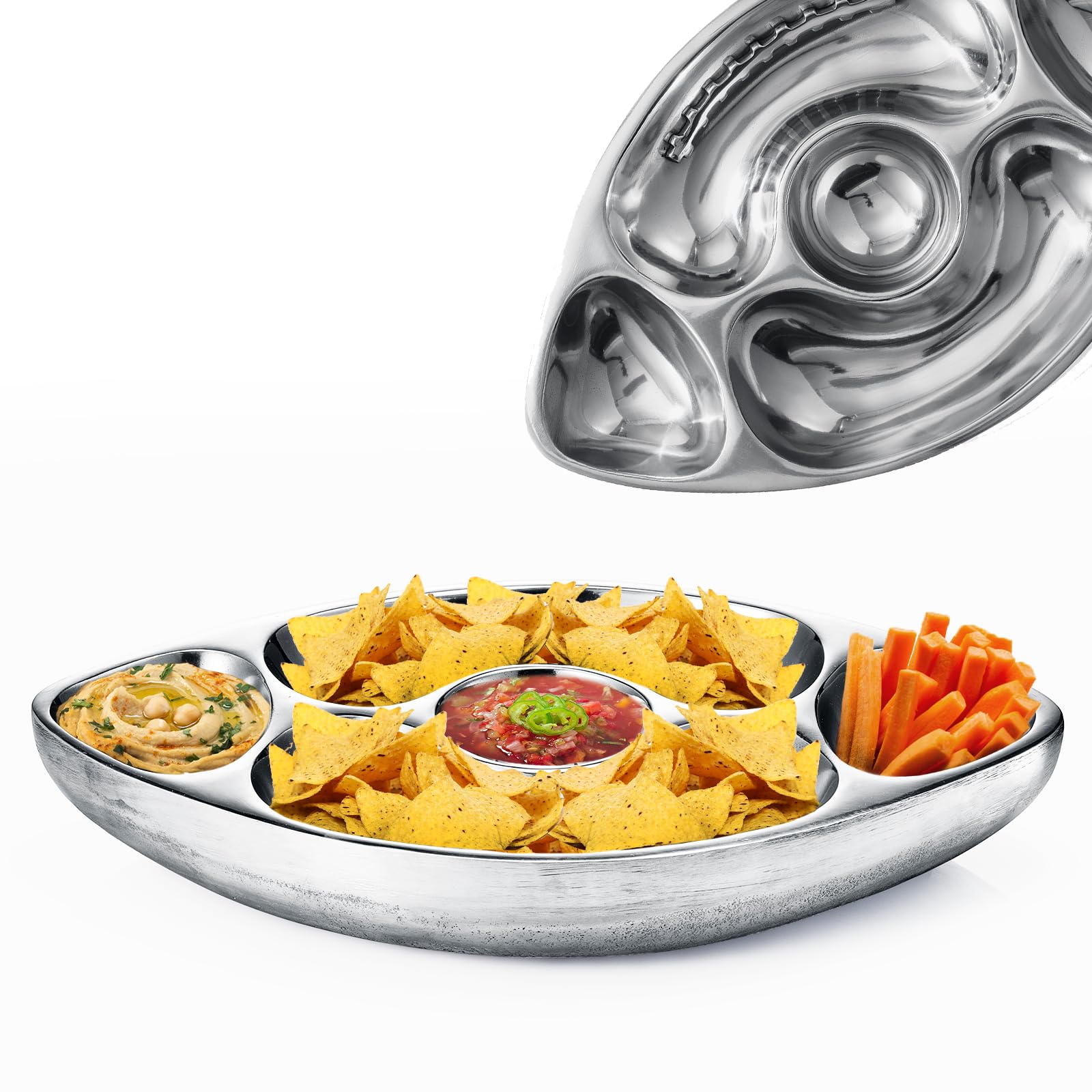 Football Tailgate Superbowl Serving Bowl Silver Brass Snack