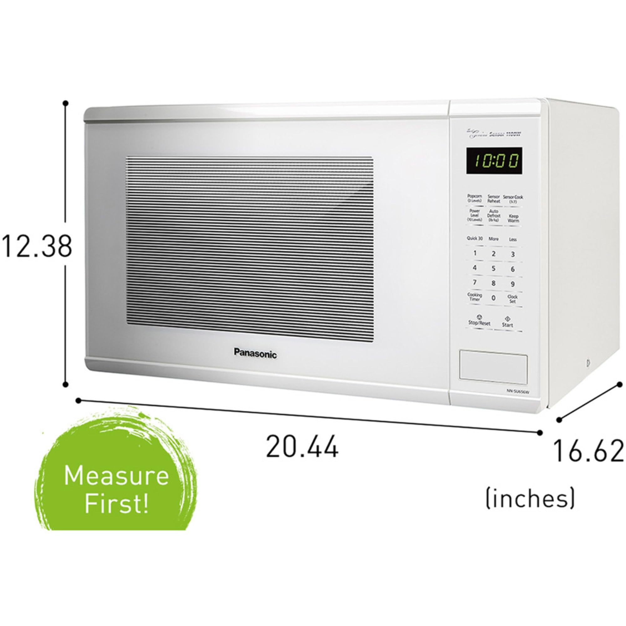Panasonic NN-SU656W 1.3 cu. ft. Countertop Microwave Oven, White, Aluminum, Genius Sensor, Quick 30sec, Child Safety Lock, 1100 Watts
