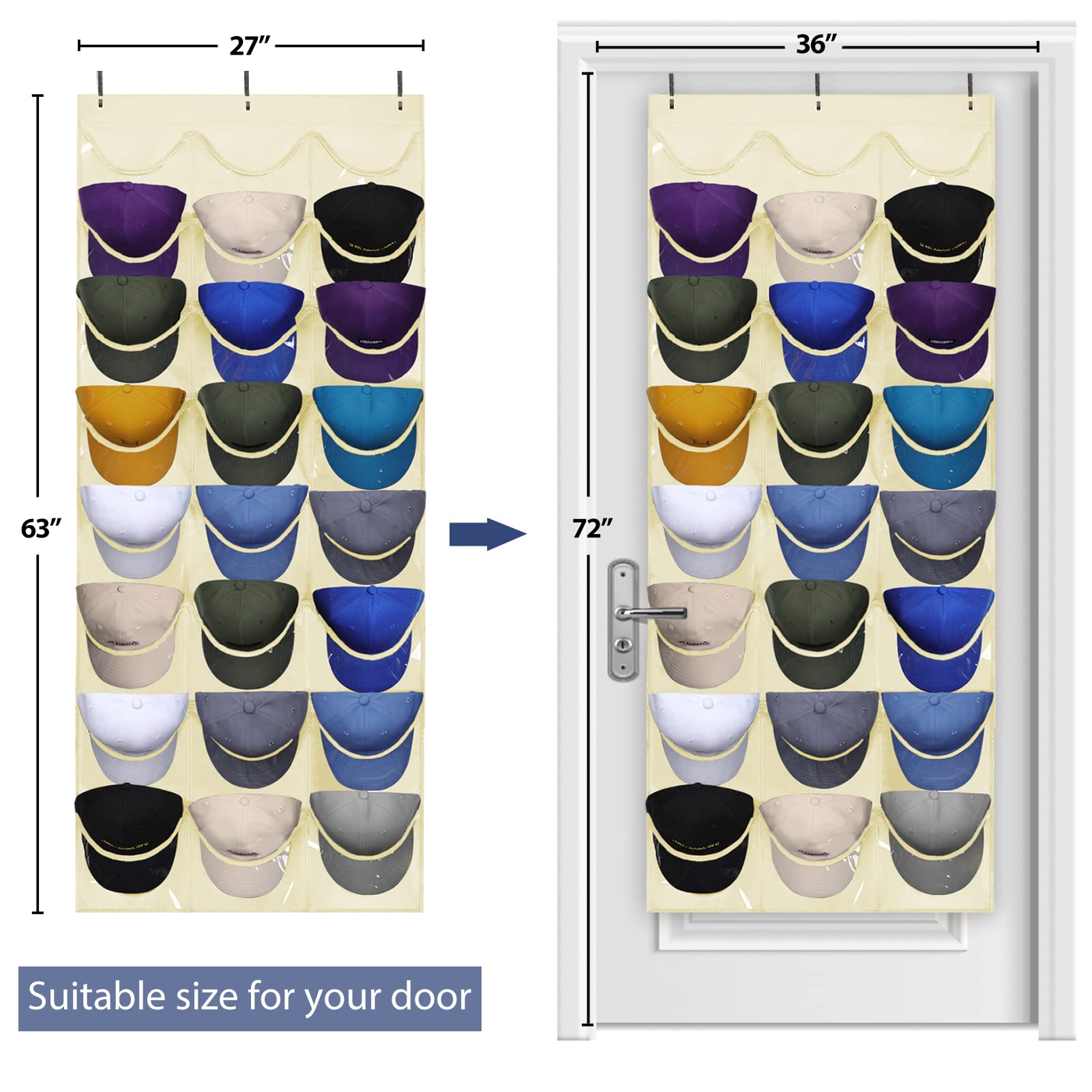Dofilachy Hat Rack - Hat Organizer - Hat Racks For Baseball Caps, Visible Hat Holder - Baseball Hat Rack For Wall Door With 3 Ho