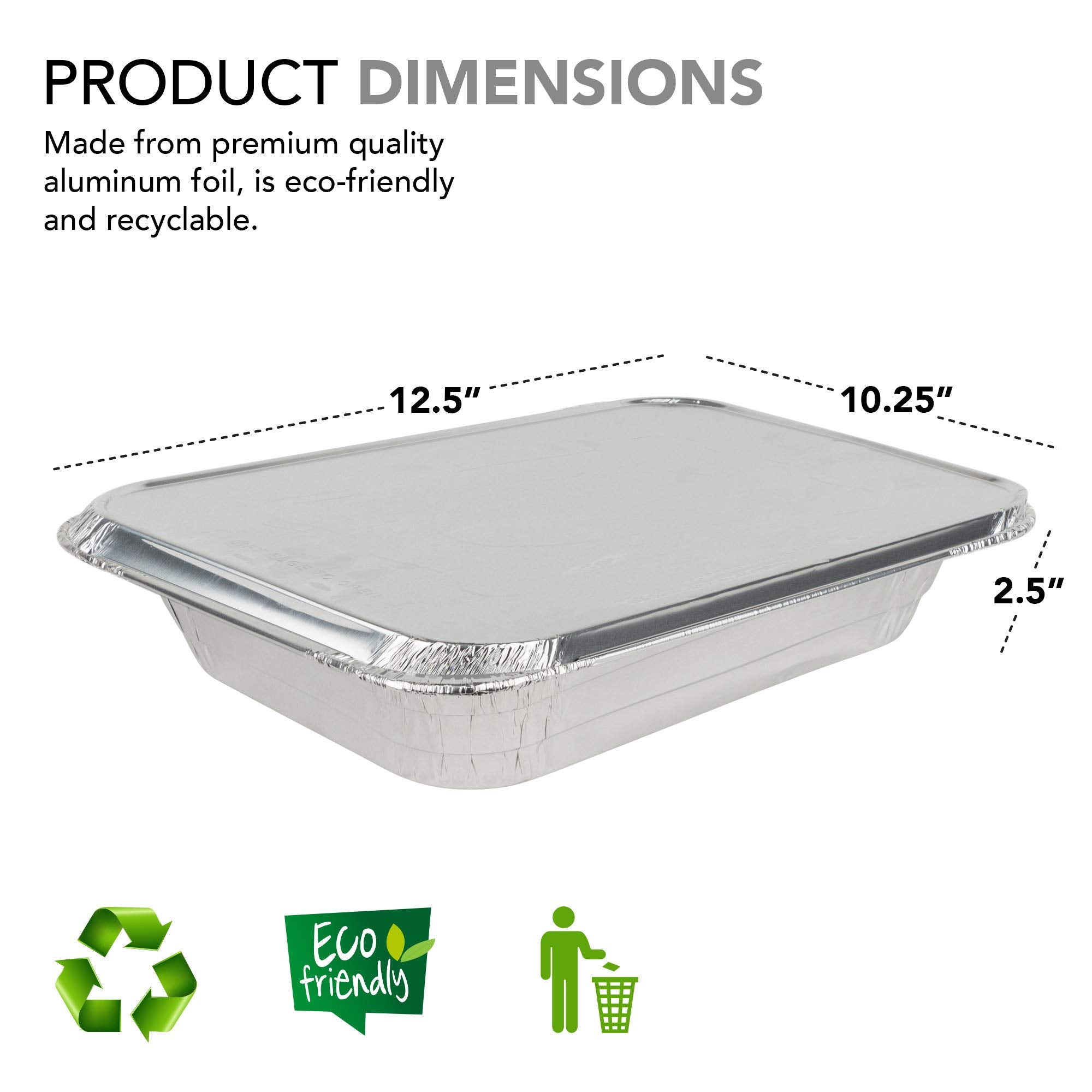 Foil Pans With Lids - 9X13 Aluminum Pans With Covers - 25 Foil Pans And 25 Foil Lids - Disposable Food Containers Great For Baki