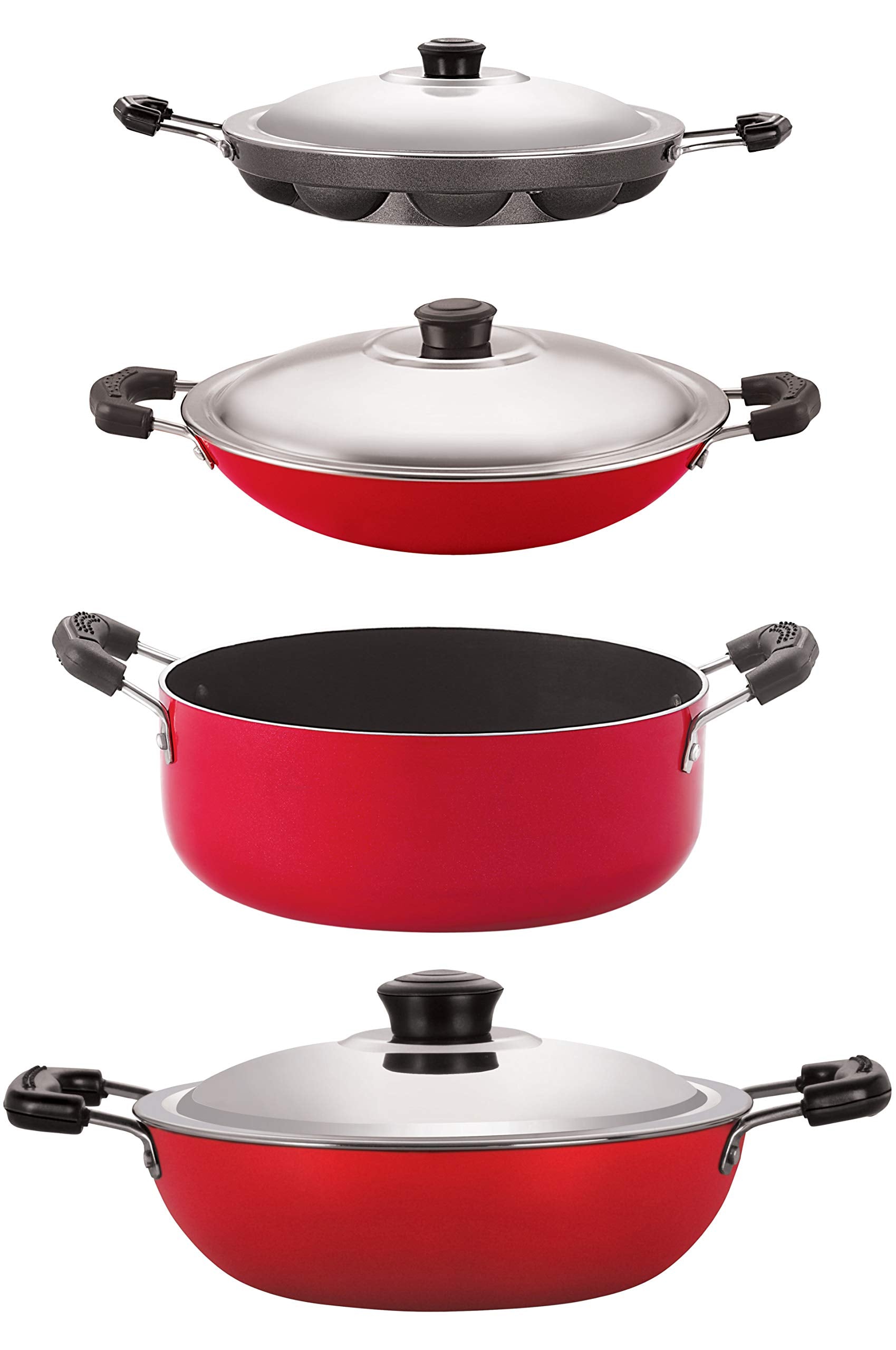Nirlon Odor Free 3 Layer Non Stick Coating Cookware Gift Item Set With Bakelite Handle, 4 Pieces(Dkd(B)_Ac_Ap12_Cs24)