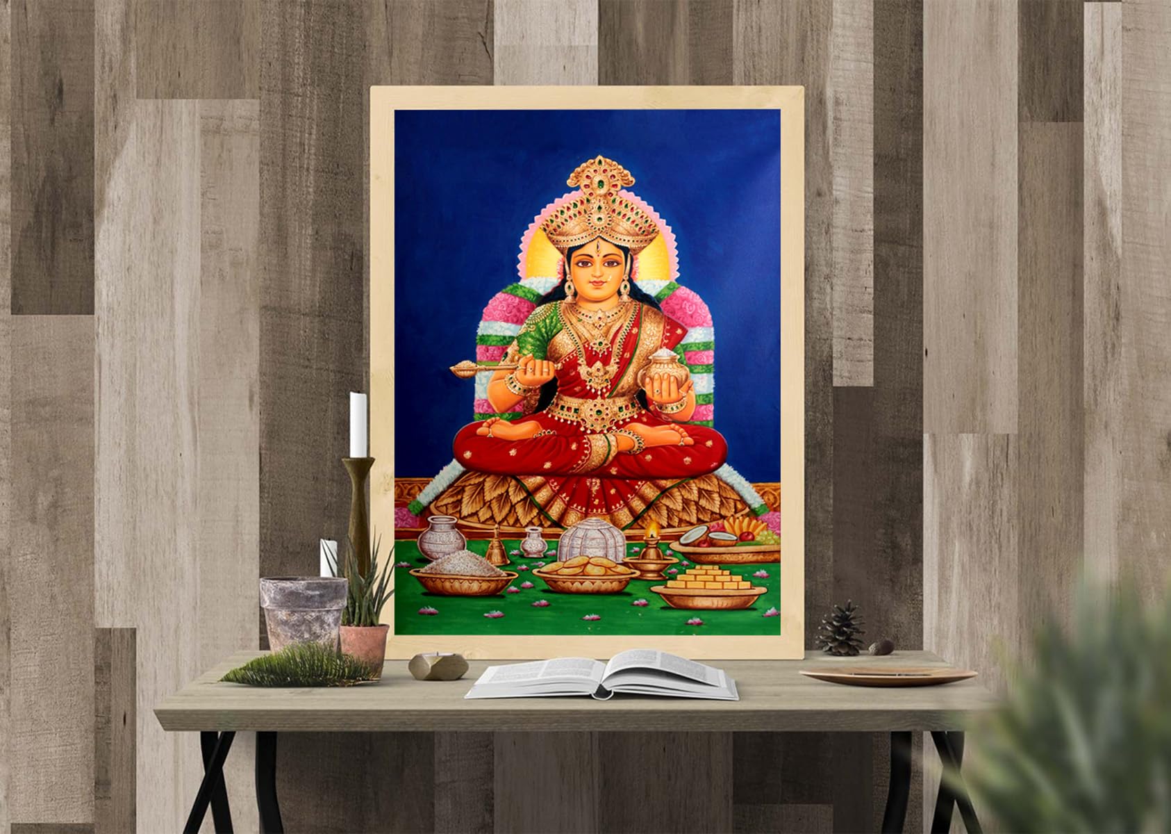 Namaste Home Maa Annupurna Eco Vinyl Paper Poster For Temple/Mandir, Home, Office,Living Room/Bedroom - Wall Decoration, Traditi
