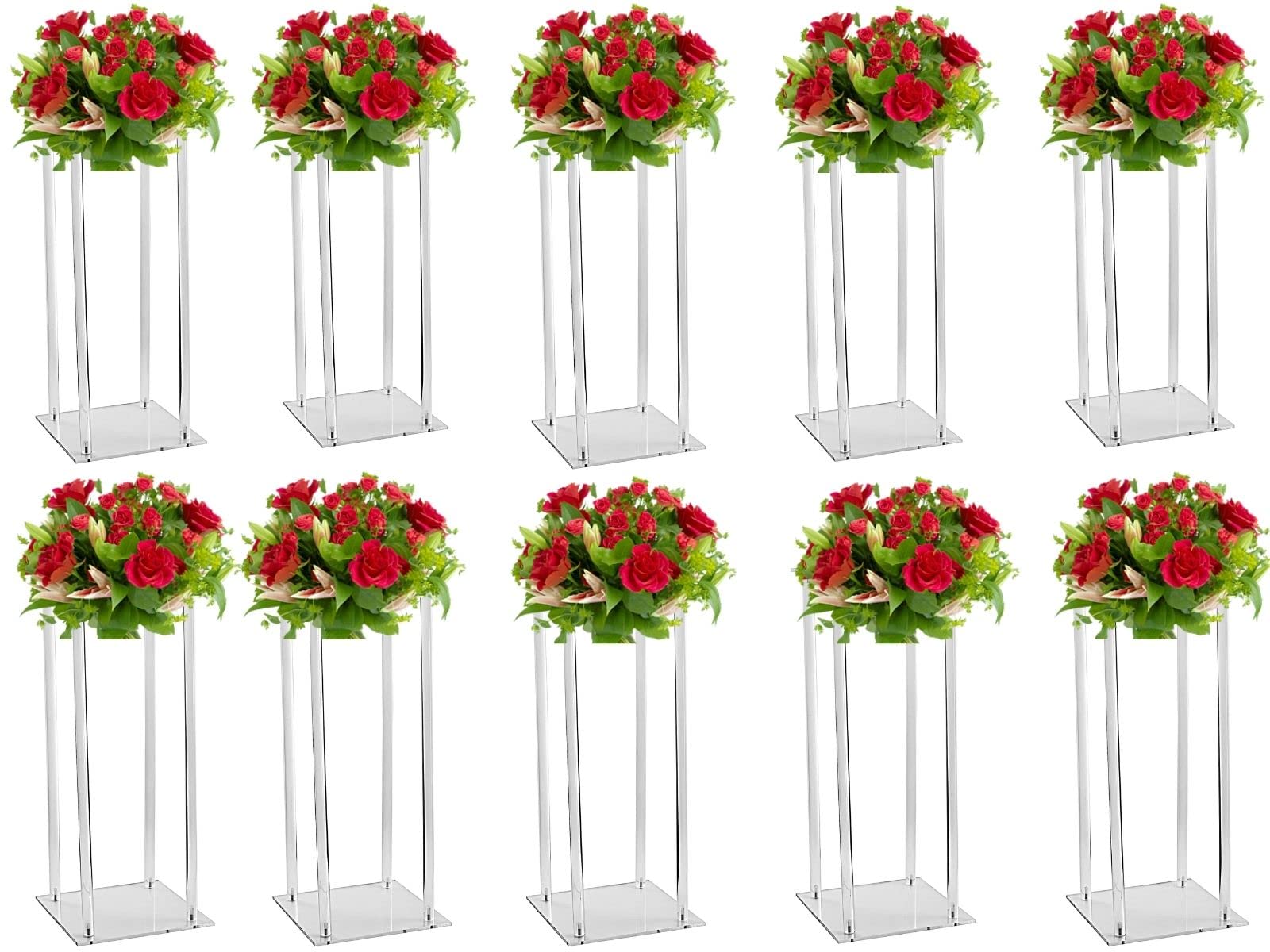 10 Pcs Acrylic Clear Vases for Wedding Centerpieces, 23.62in Tall Flower Vases, Engagement Home Party Table Decor Centerpiece Va