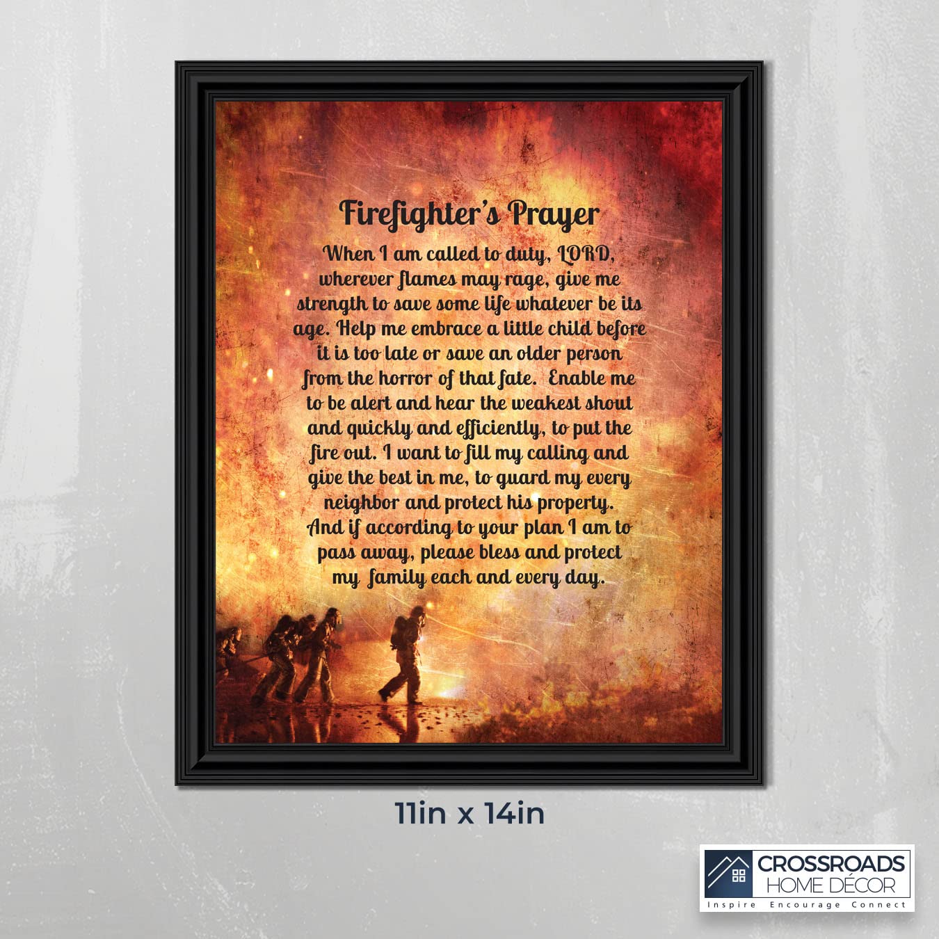 Crossroads Home D  Cor Firemans Prayer Picture Frame, Firefighter Decor, Firefighter Graduation Present, 2104B