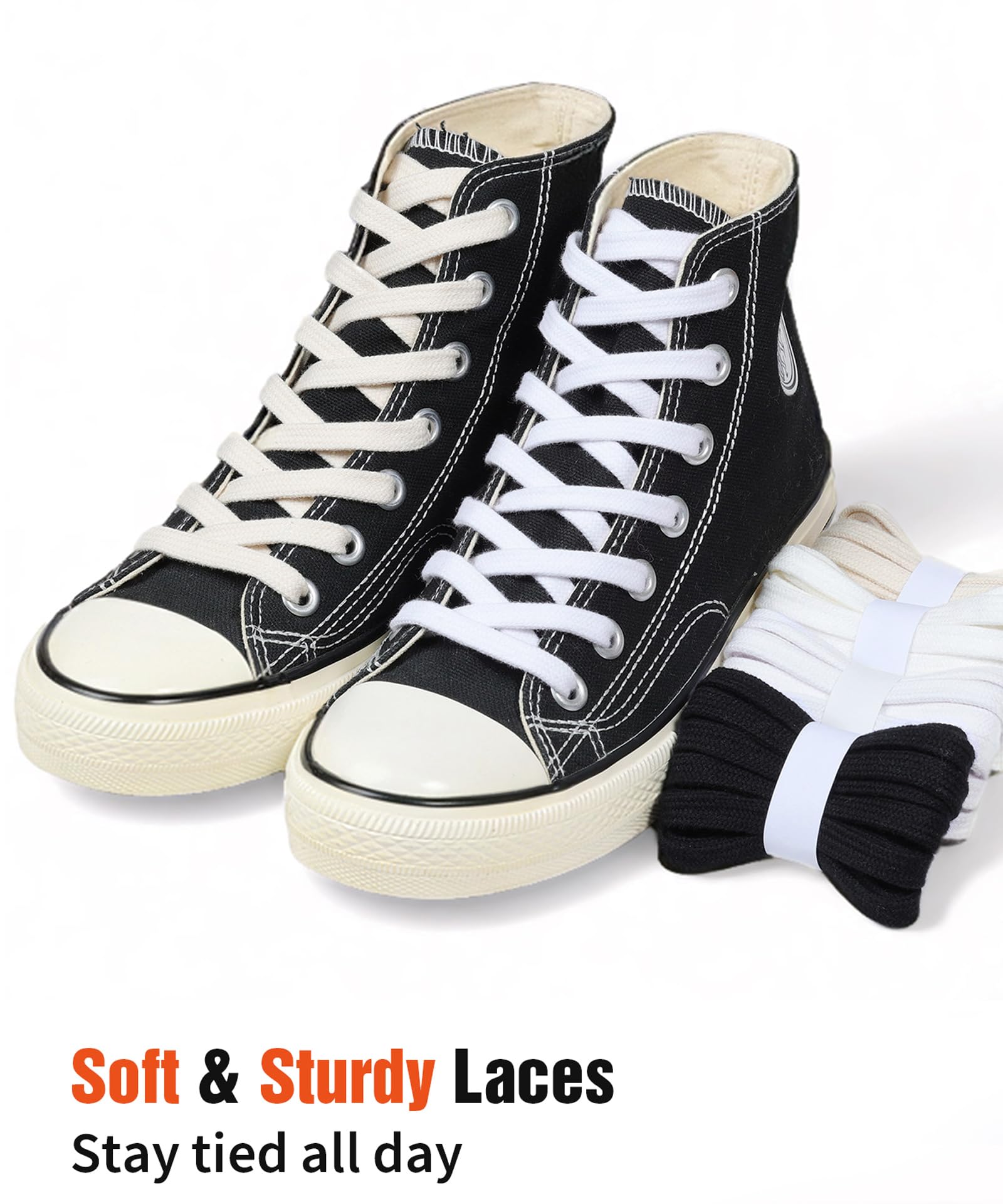 Handshop Wide Flat Athletic Shoelaces 516(2 Pair) - Shoe Laces For Sneakers And Casual Shoes Replacements Beige 55 Inch (140Cm)