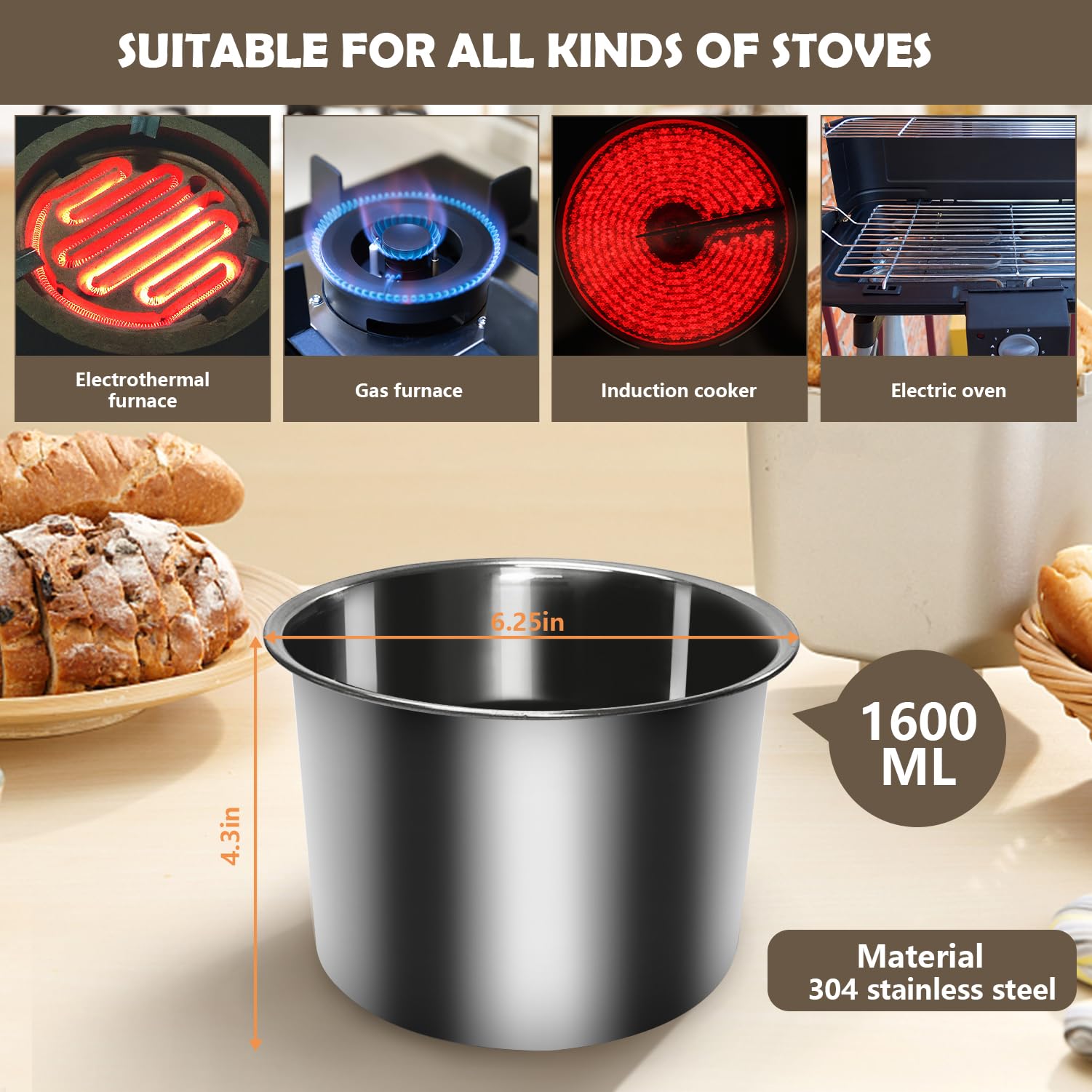 Artcome Double Boiler Melting Pot Set - 600Ml/0.6Qt Chocolate Melting Pot, 1600Ml/1.7Qt Stainless Steel Pot, Decorating Spoons,
