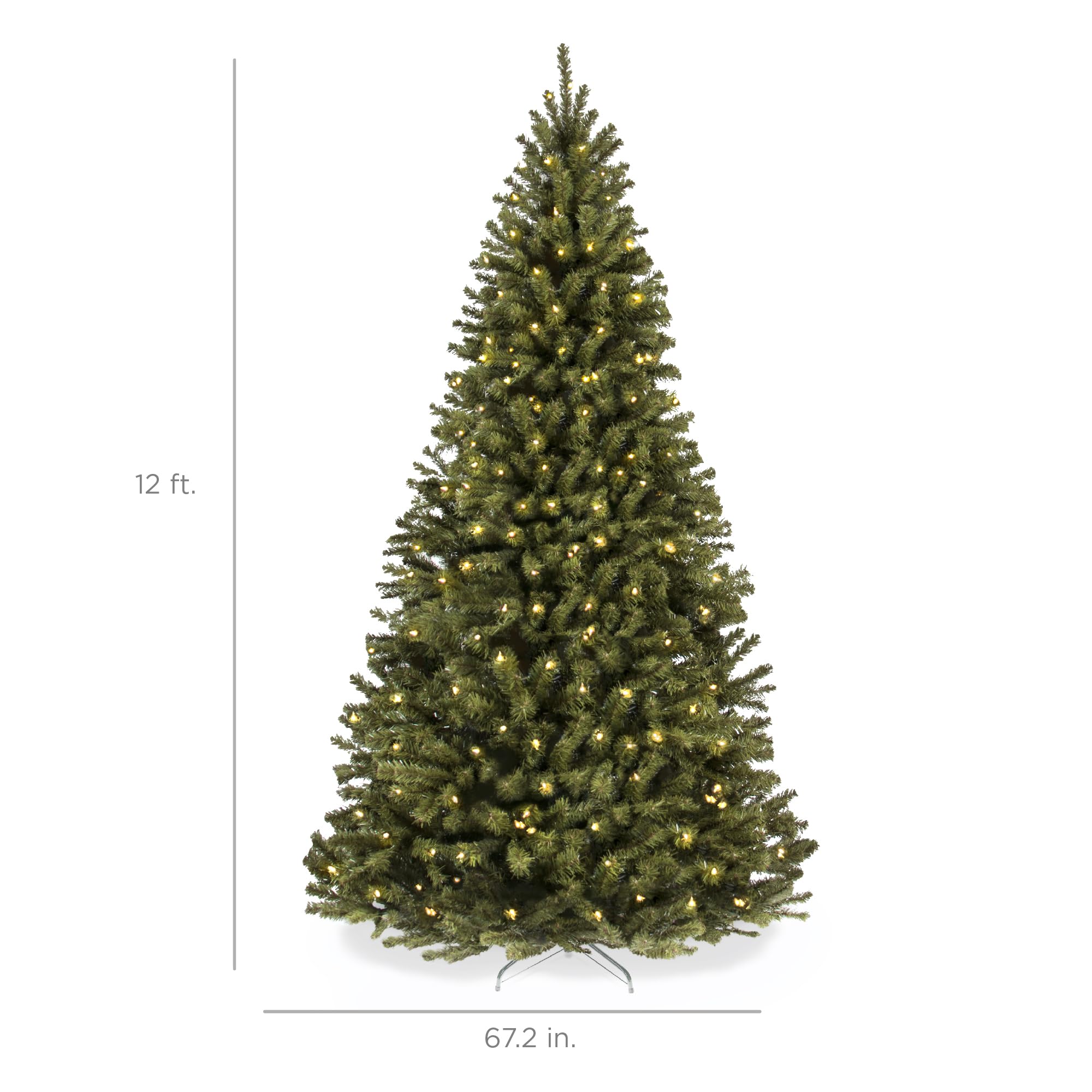 Best Choice Products 12ft Pre-Lit Spruce Artificial Holiday Christmas Tree for Home, Office, Decoration w/ 1,300 Incandescent Li