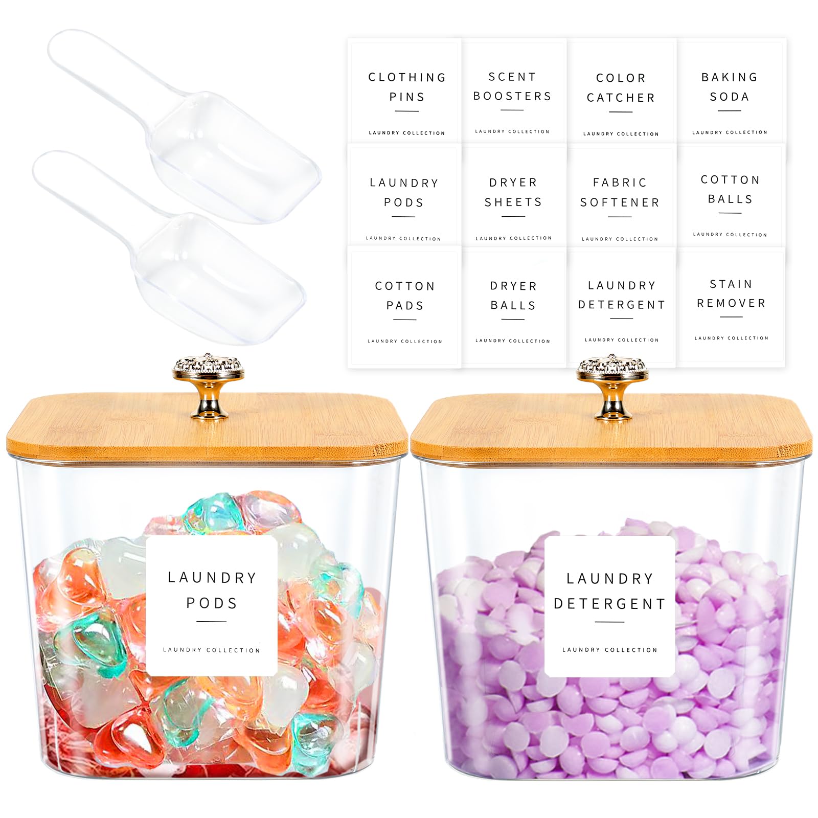 Polrai 2 Pack Laundry Pods Containers 2 Half Gallon Laundry Powder Containers Laundry Detergent Dispenser With Lids And Labels F