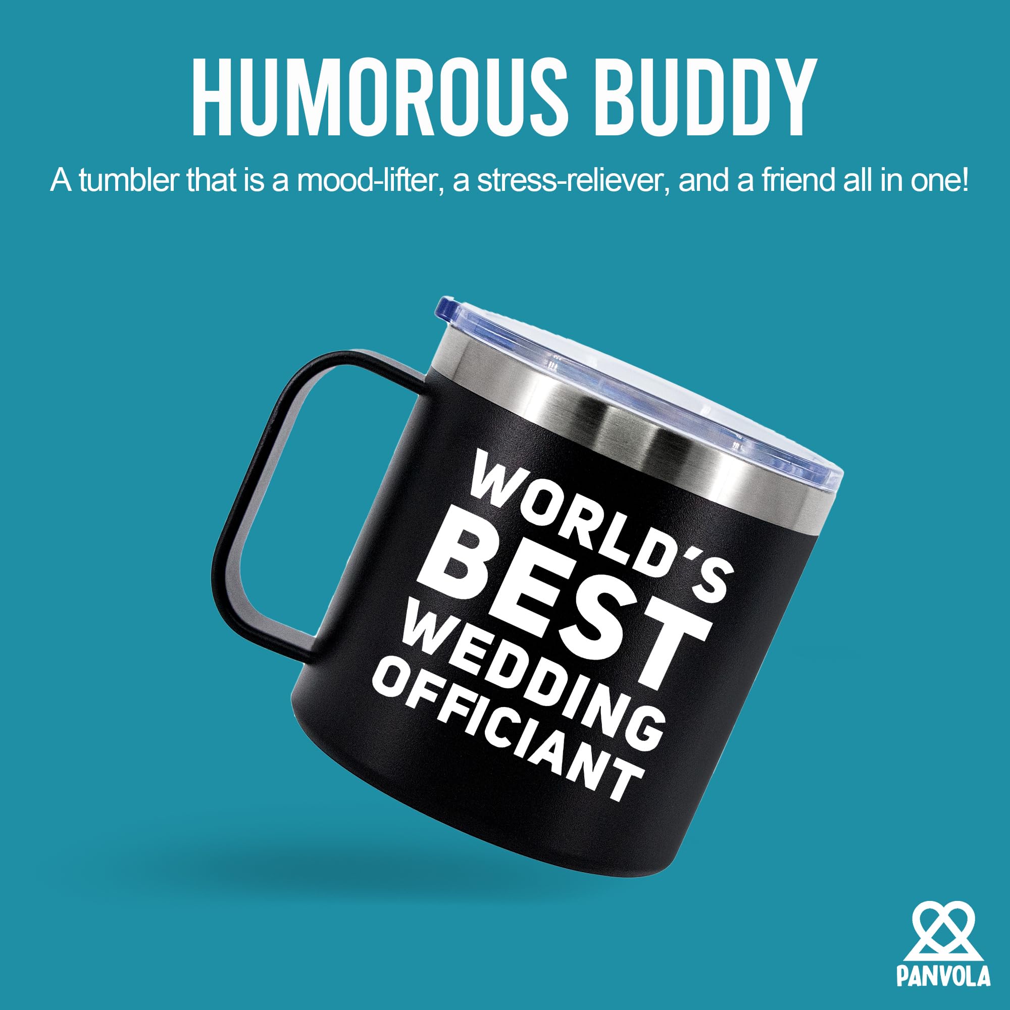 Panvola World'S Best Wedding Officiant From Bride Groom Anniversary Souvenir Pastor Minister Insulated Coffee Cup 14Oz With Hand