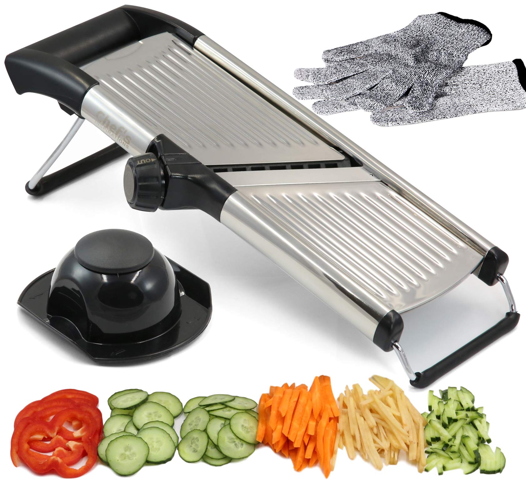 Adjustable Mandoline Slicer By Chefs Inspirations Best For Slicing Food, Fruit And Vegetables Professional Grade Julienne Slicer