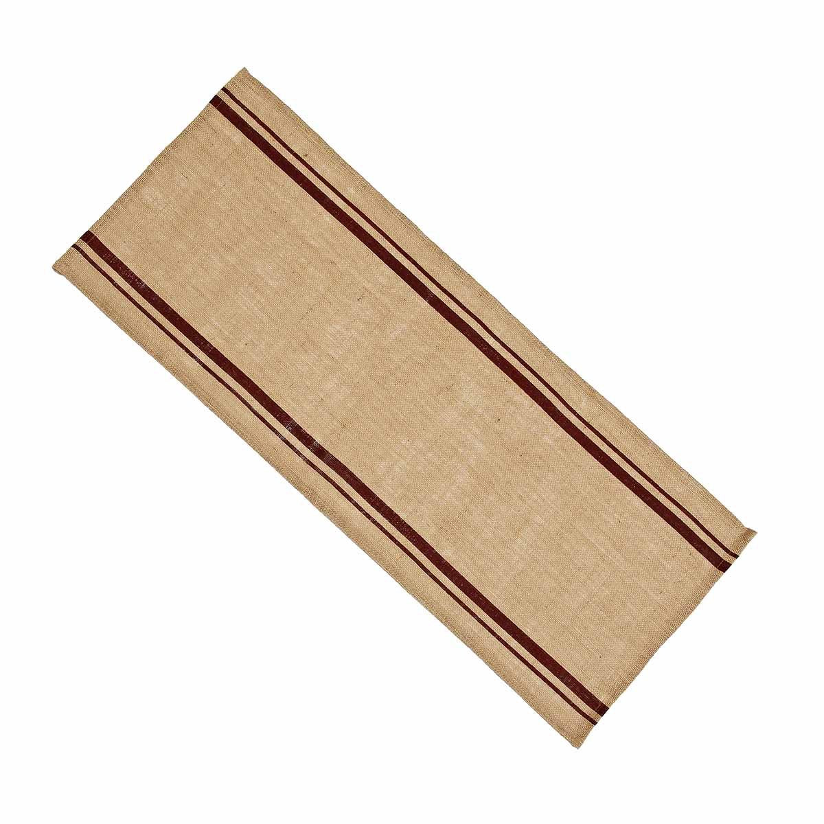 Home Collection By Raghu Barn Red, 14 By 36'' Burlap Stripe Wheat Table Runner, (Tr190017)