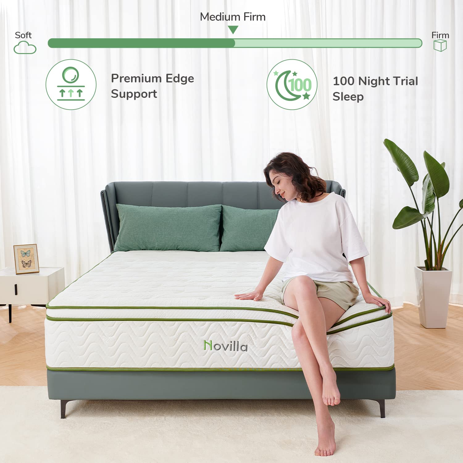 Novilla Full Mattress  12 Inch Hybrid Mattress with Gel Memory Foam & Pocketed Coil for Pressure Relief & Motion Isolation  Medium Firm Full Bed Mattress in a Box  Amenity