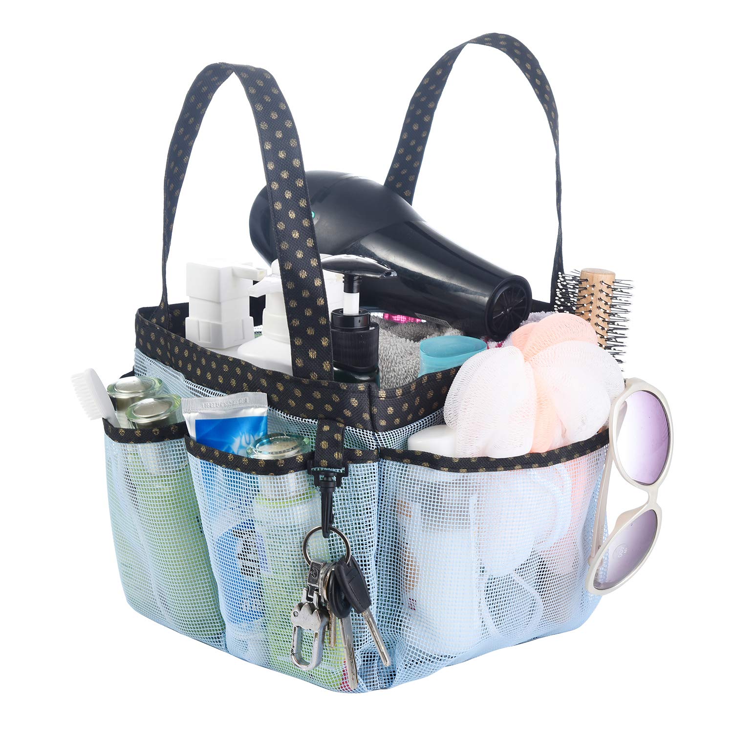 Haundry Mesh Shower Caddy Bag, Portable Shower Caddy Tote Organizer With 8 Pockets For College Dorm Room Essentials, Beach, Swim
