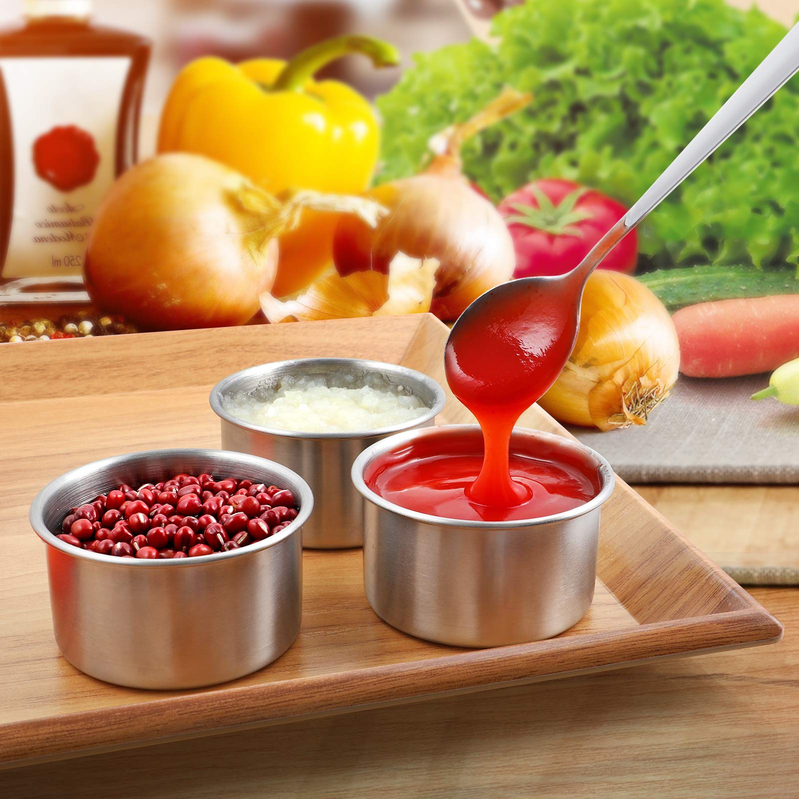 Sukki Stainless Steel Condiment Containers - 4 Pcs Salad Dressing Containers With Food Grade And Leakproof Silicone Lids - 2X3.4