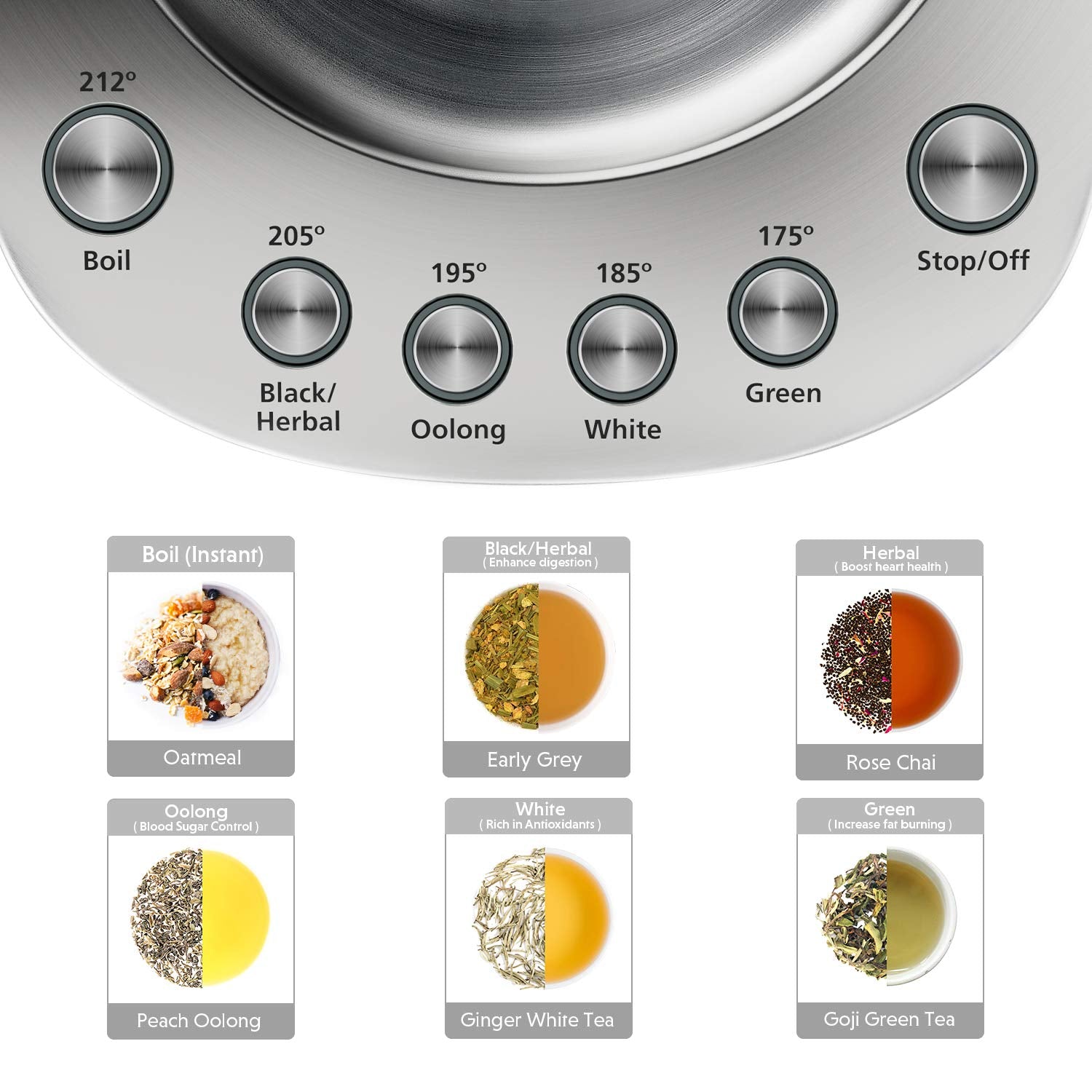 Buydeem K2423 Tea Maker, Durable 316 Stainless Steel & German Schott Glass Electric Kettle, Removable Infuser, Auto Keep Warm, B