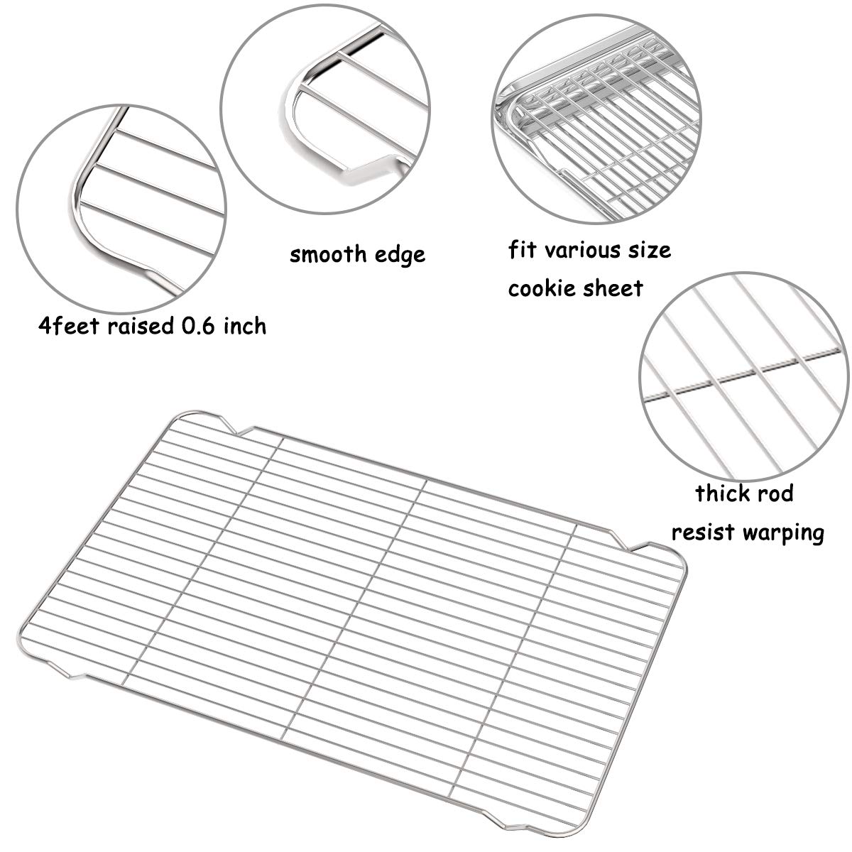 Zacfton Cooling Rack Set Of 3, Baking Rack Stainless Steel Wire Rack For Baking Cooking Roasting Grilling Cooling, 15    X 11