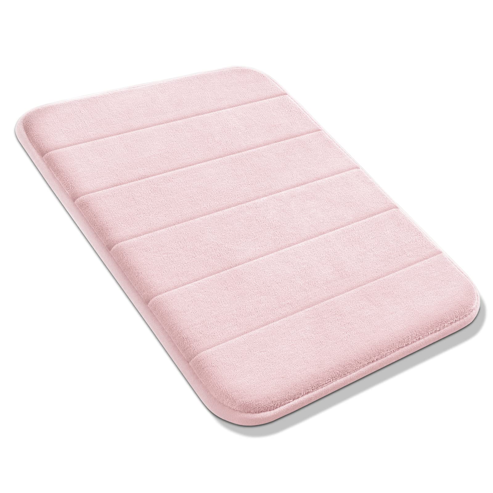 Yimobra Memory Foam Bath Mat Large Size 24 x 17 Inches  Soft and Comfortable  Super Water Absorption  Non-Slip  Thick  Machine Wash  Easier to Dry for Bathroom Floor Rug Soft Pink