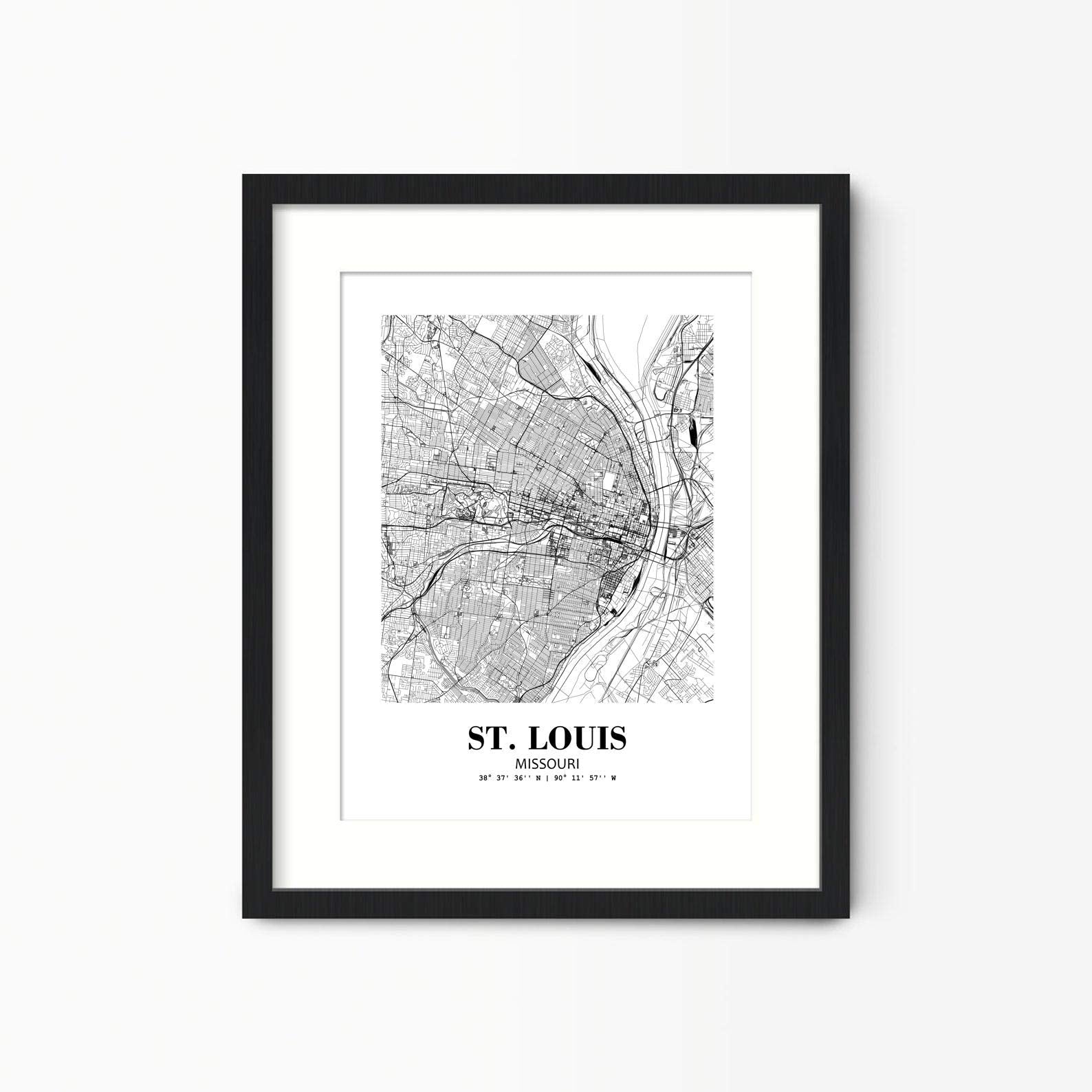 Eleville 11X14 Unframed St. Louis Missouri City View Abstract Road Modern Map Art Print Poster Wall Office Home Decor Minimalist