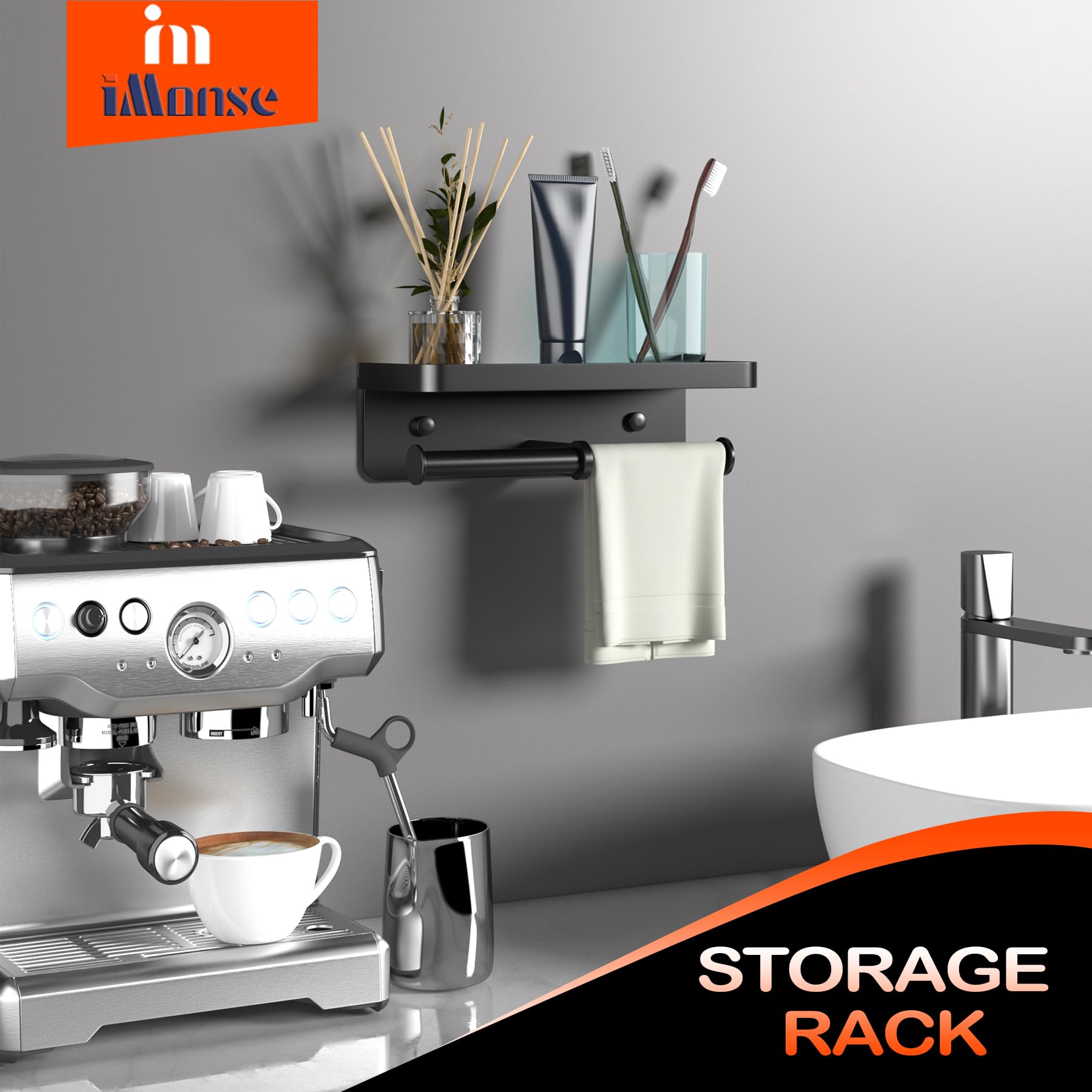 Double Toilet Paper Holder With Shelf, Imonse Paper Towel Holder Wall Mount,Tissue Roll Holder For Bathroom Kitchen Rv, Double T