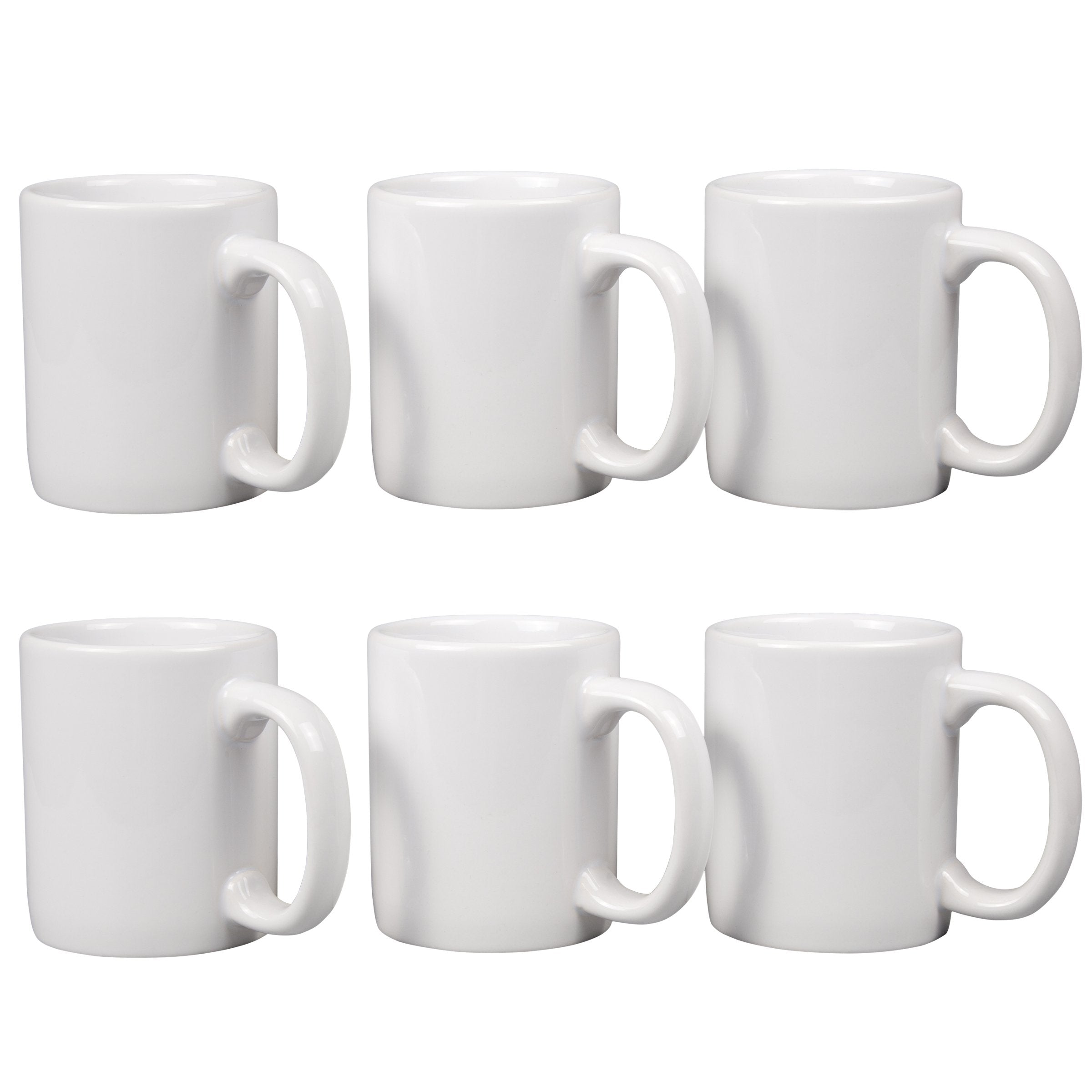 Creative Home 12 oz ceramic Tea Cup Coffee Mug (Set of 6), White