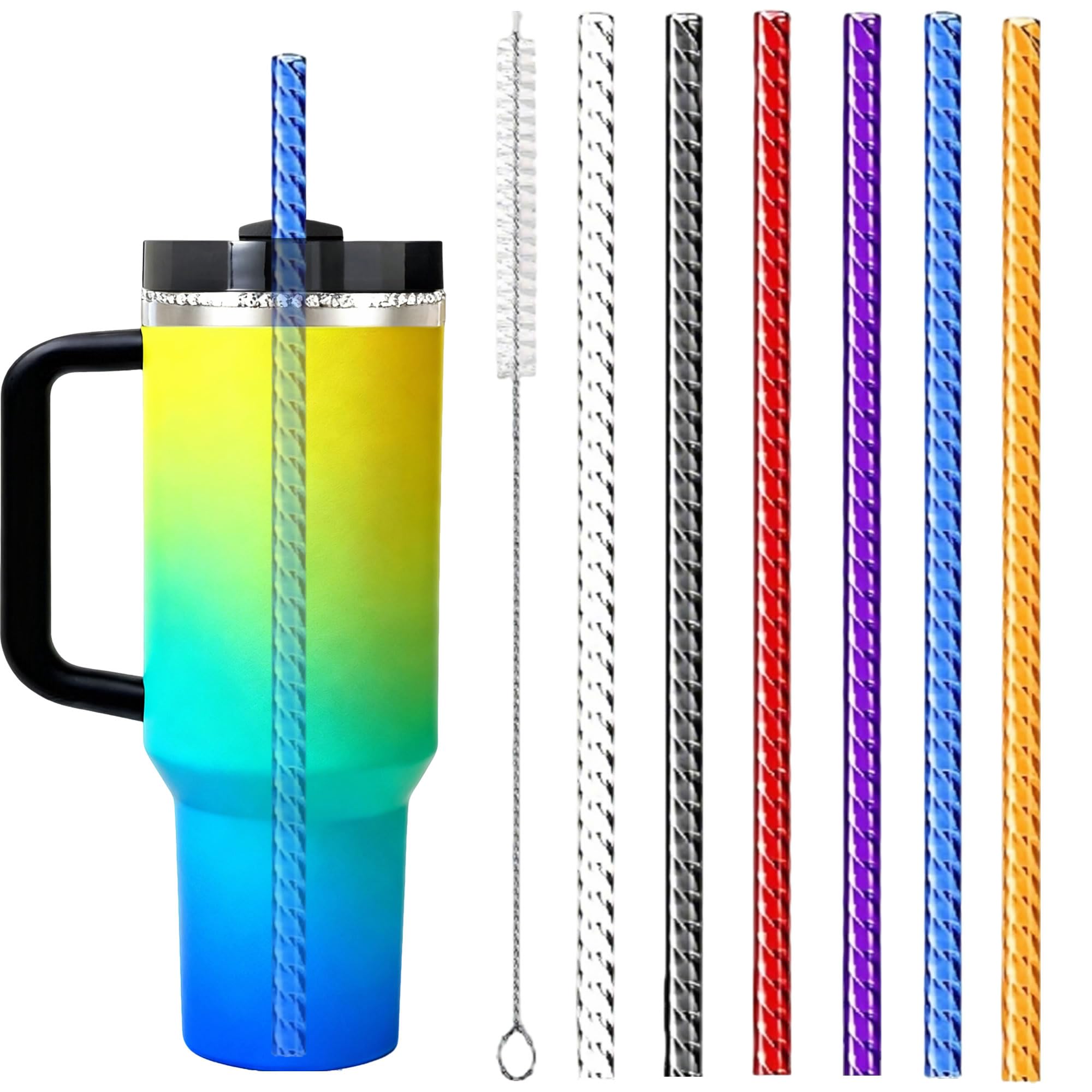 Replacement Straws for Stanley 40oz with Cleaning Brush(A Color2 | 6PCS)