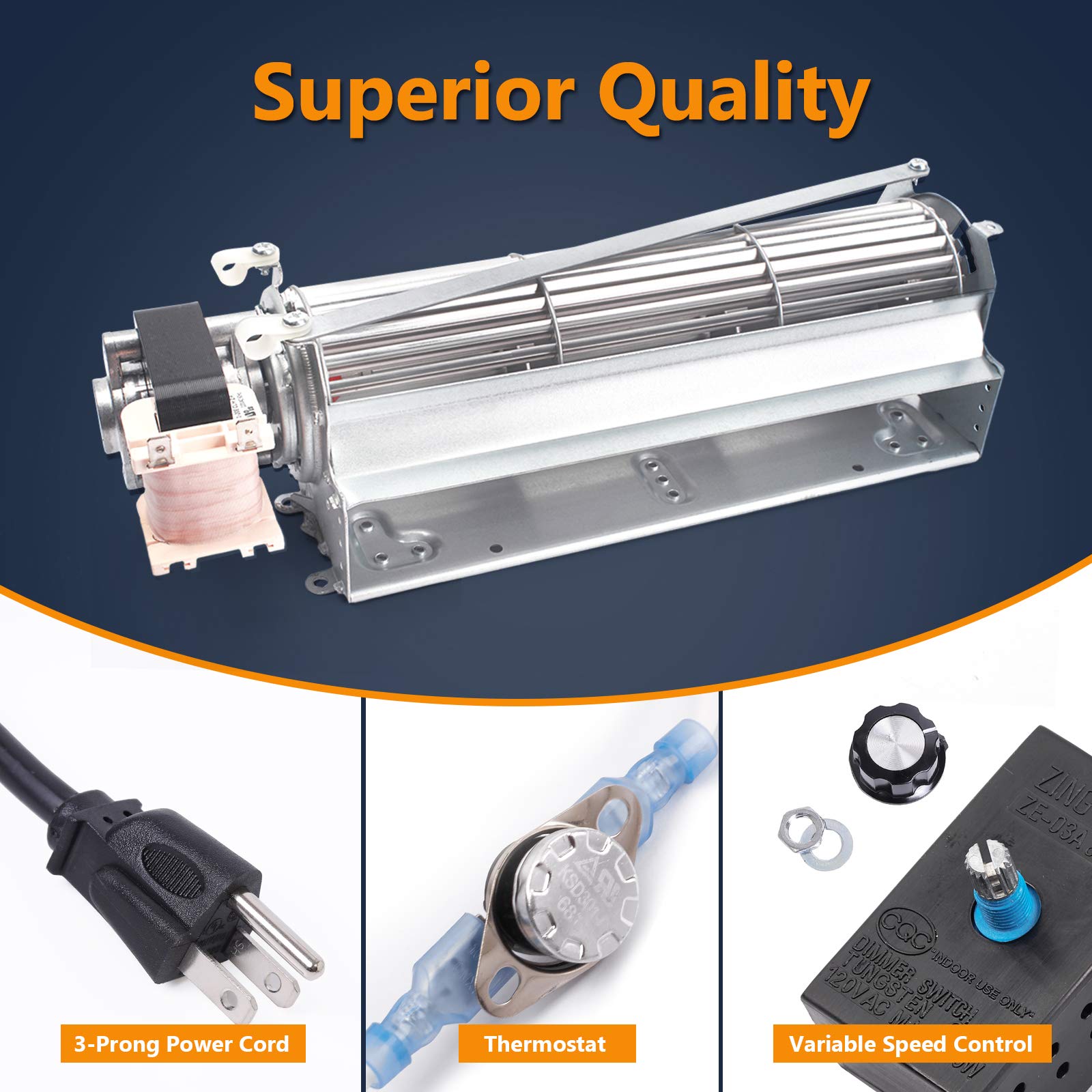 Criditpid Replacement Fireplace Blower Kit for Monessen, Majestic, Martin, Vermont Castings Fireplaces, BLOT BLOTMC Fireplace Bl