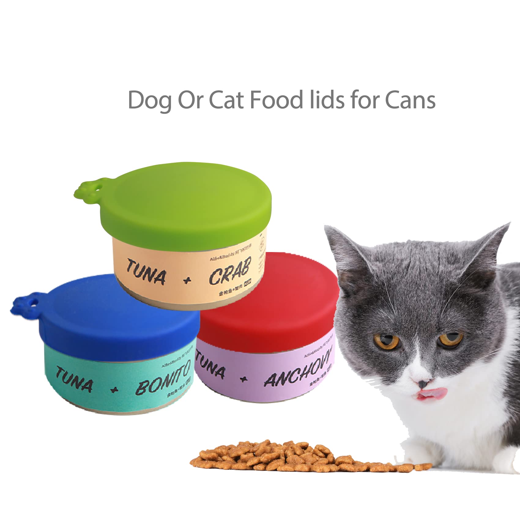 Yobbai 6 Pack Cat Food Cans Lids, Food Safe Bpa Free & Dishwasher Safe,Silicone Can Lids Covers For Cat Food Cans