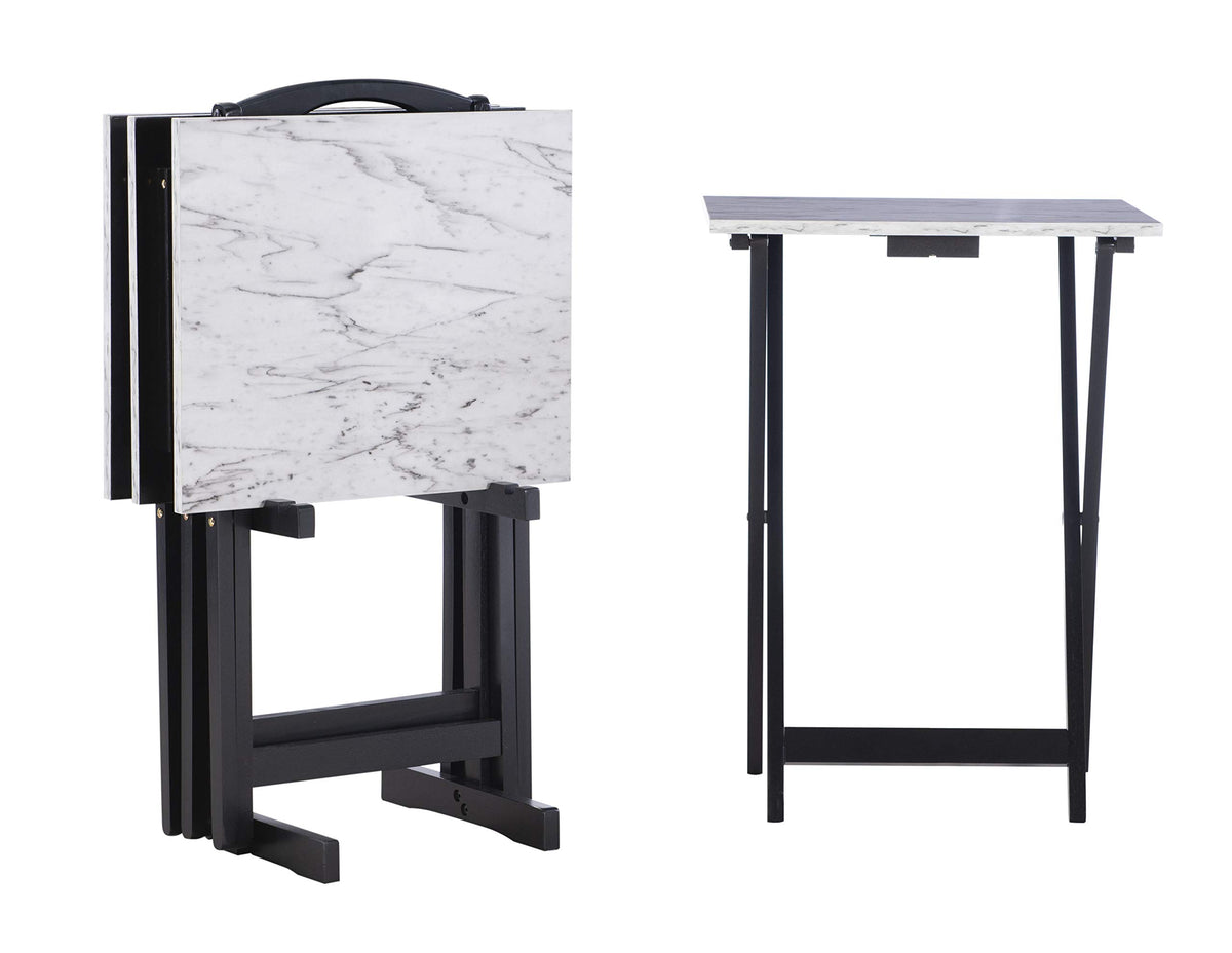 Linon Tray Table Set, 15.75''D X 18.9''W X 26.38''H, White