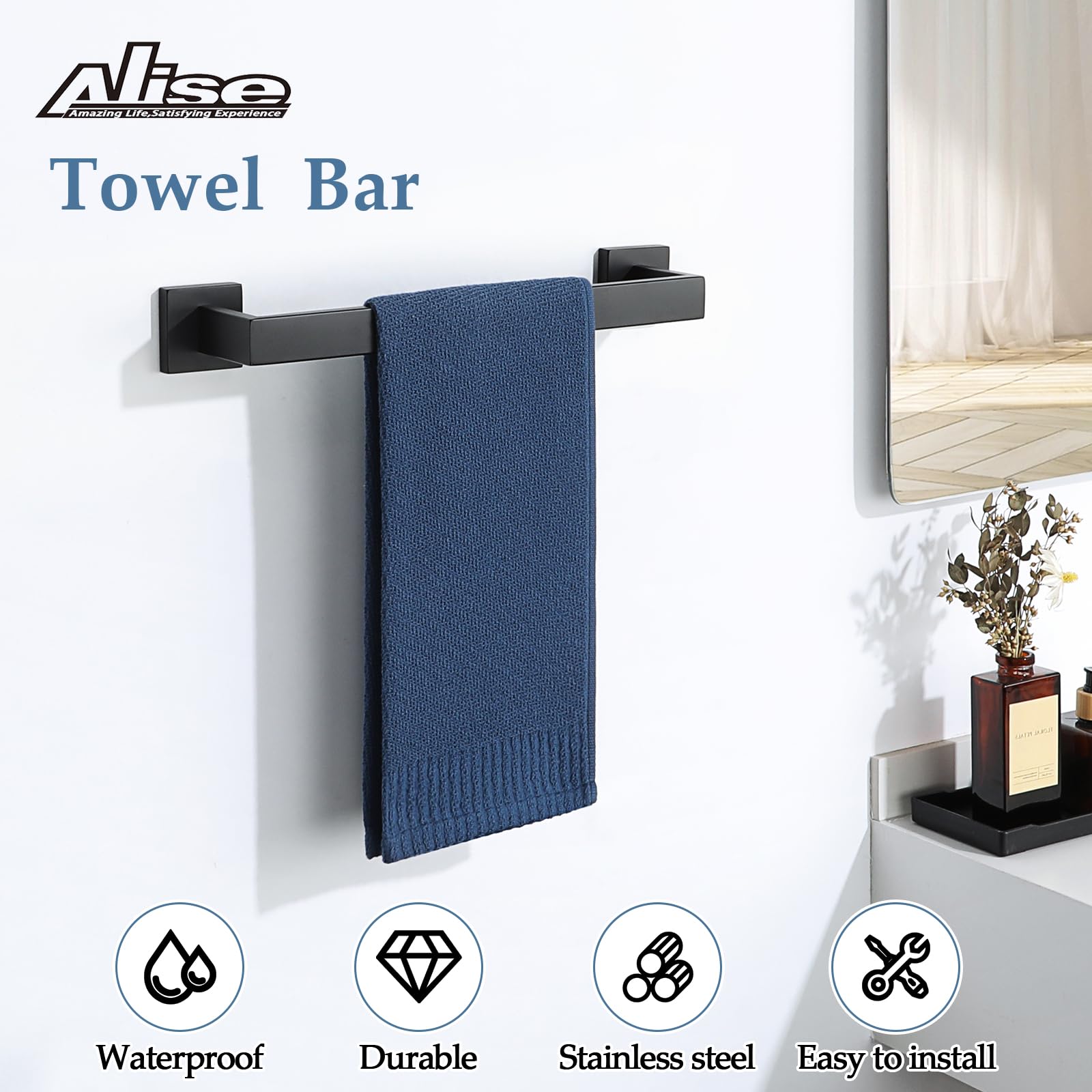 Alise Bath Towel Bars,16 Inch Towel Holder Towel Racks For Bathroom And Lavatory,Sus304 Stainless Steel Hand Towel Hanger Rail W