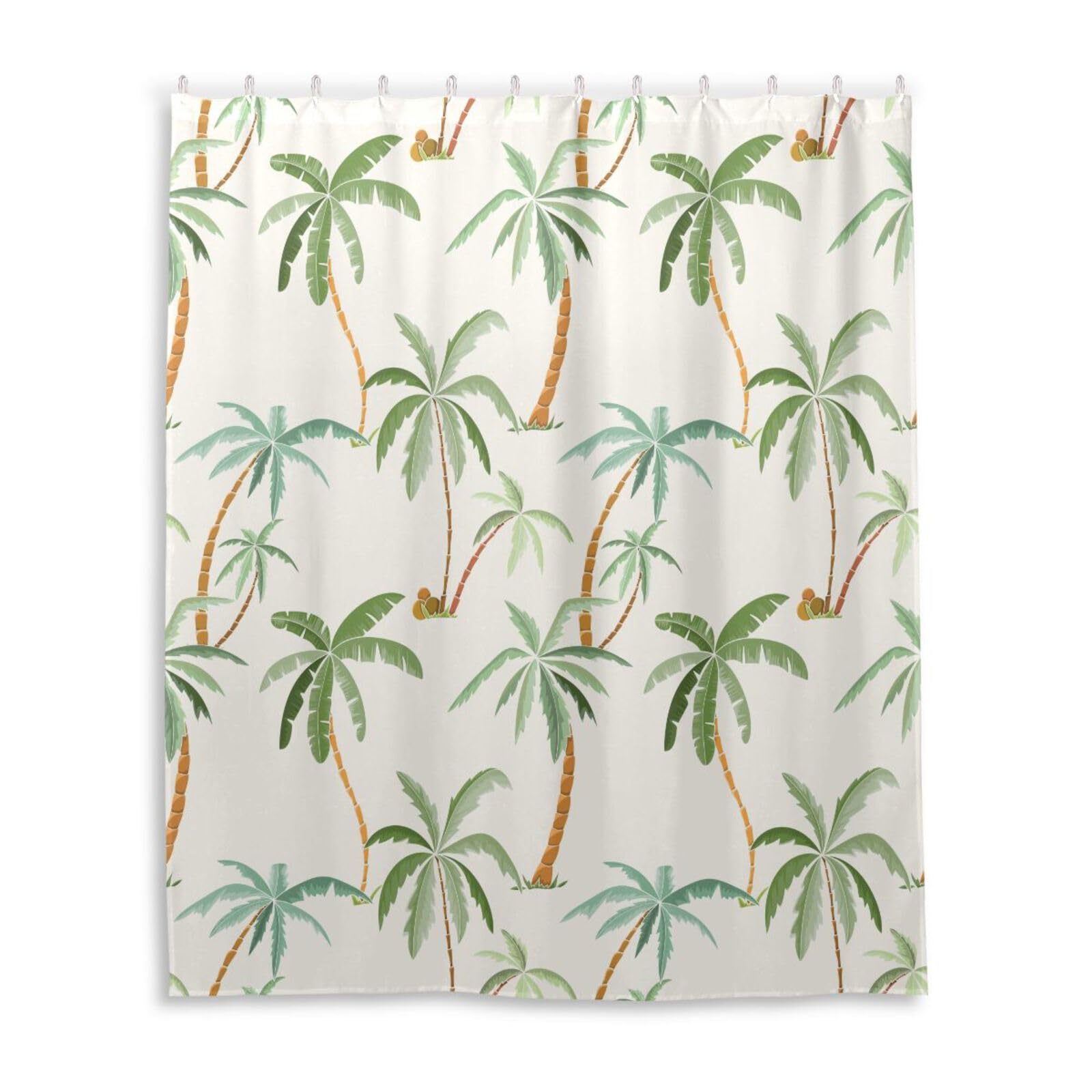 Wellday Shower Curtain Palm Trees On Beige Bathroom Decor Waterproof Fabric With Hooks 60X72 Inch