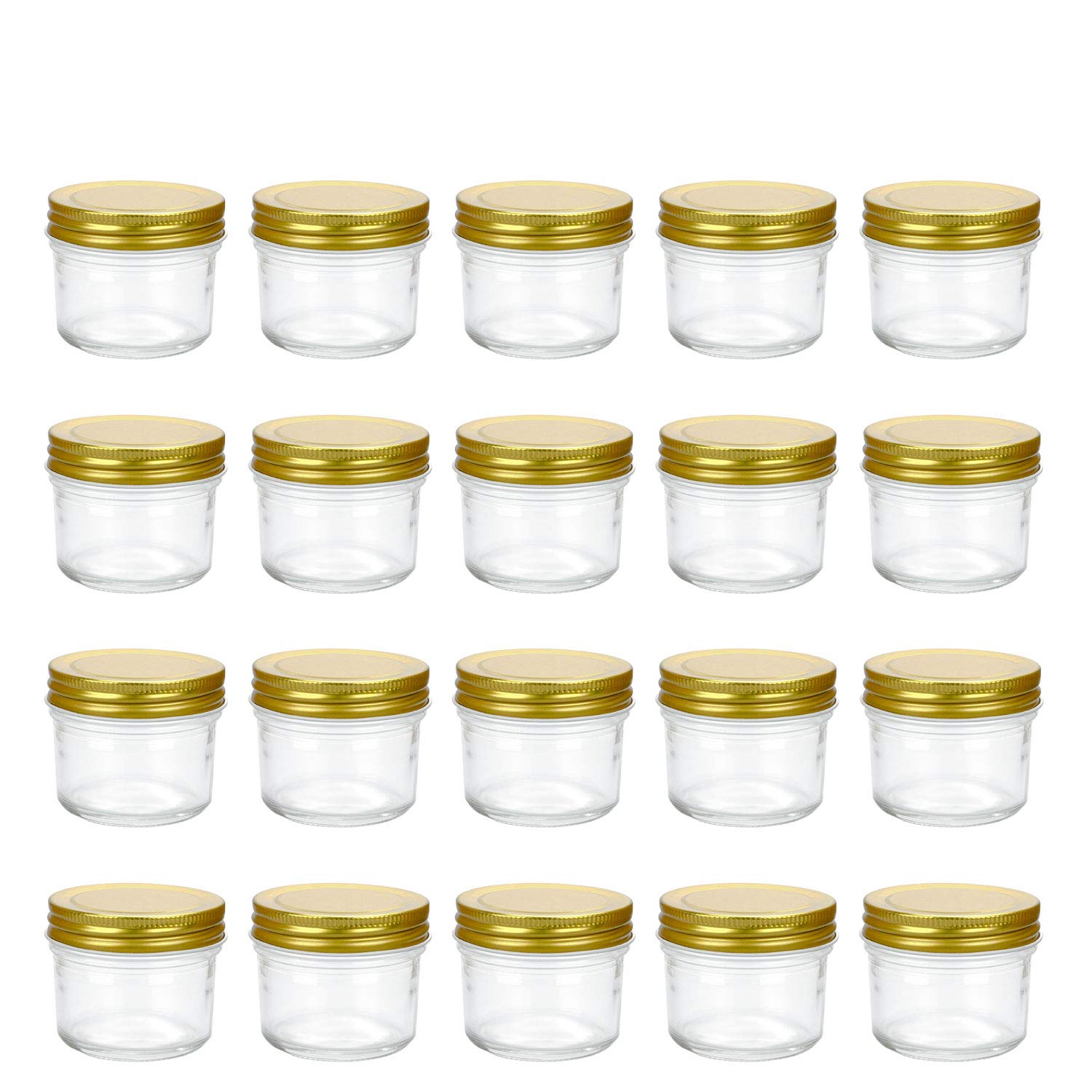 Encheng 4 Oz Clear Glass Jars With Lids(Golden),Small Spice Jars For Herb,Jelly,Jams,Wide Mouth Mason Jars Canning Jars For Kitc