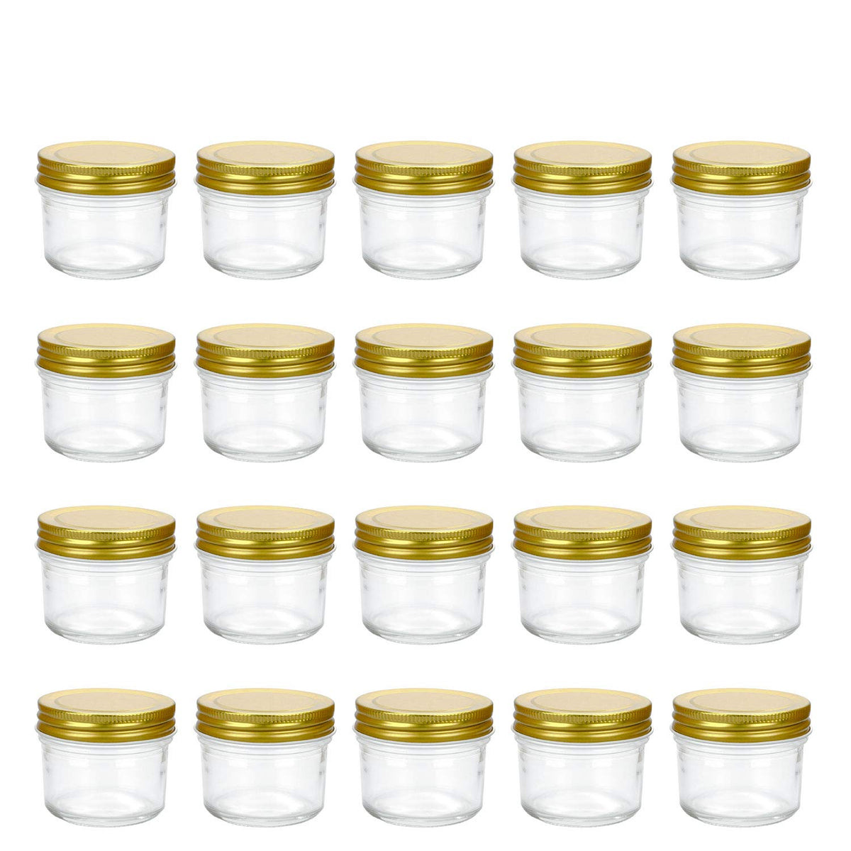 Encheng 4 Oz Clear Glass Jars With Lids(Golden),Small Spice Jars For Herb,Jelly,Jams,Wide Mouth Mason Jars Canning Jars For Kitc