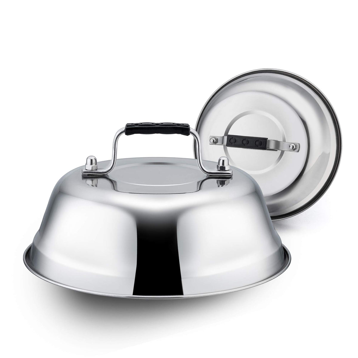 9Inch Cheese Melting Dome Set Of 2, Leonyo Stainless Steel Steam Basting Cover For Griddle Grill Flat Top Cast Iron, Heavy Duty