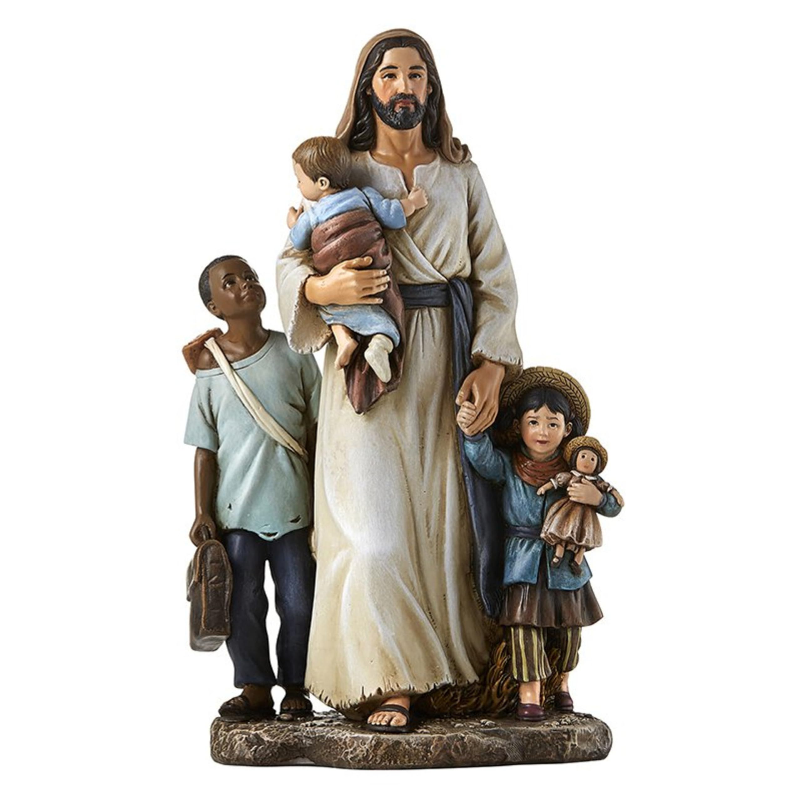 Avalon Gallery Christian Home D  cor Hand-Painted Michael Adams Figurine, 7-Inch, Welcome The Stranger