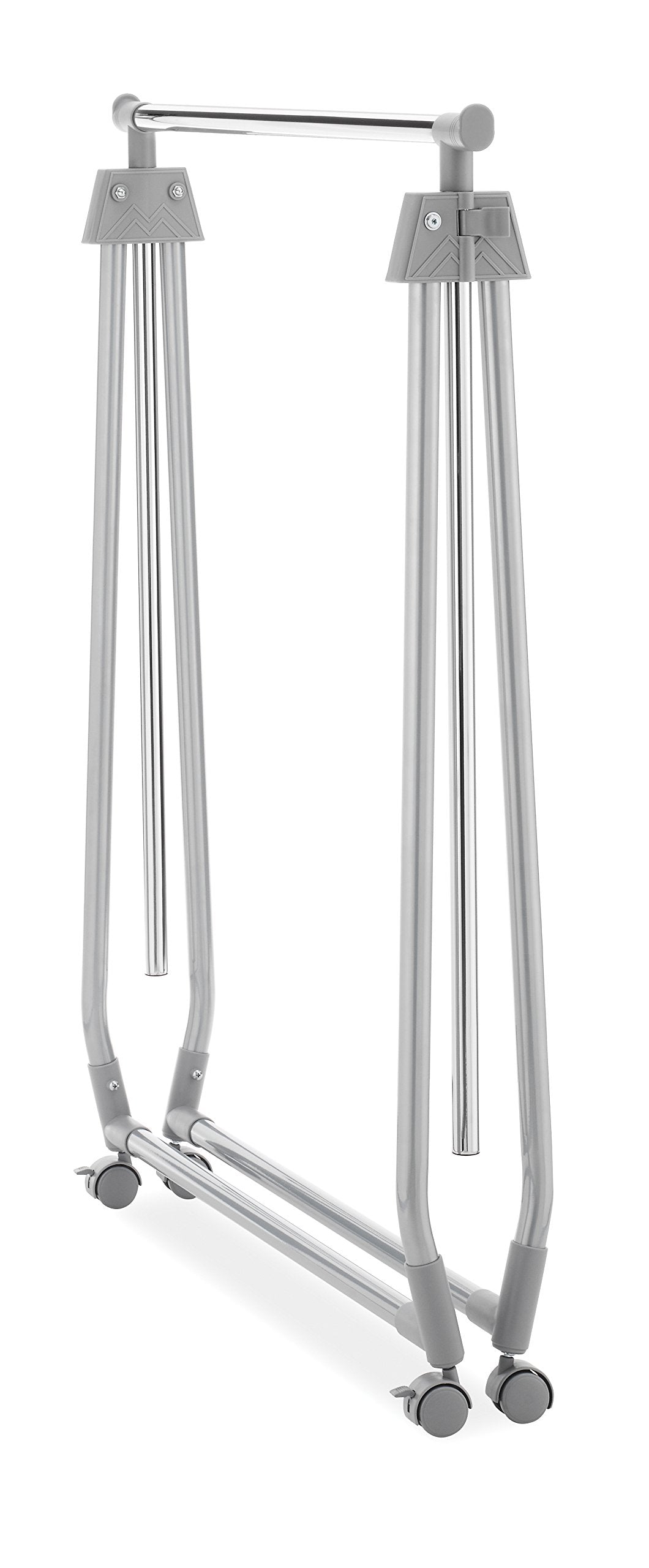 Whitmor Foldable Garment Rack - Rolling Clothes Hanger - Adjustable Height,Silver