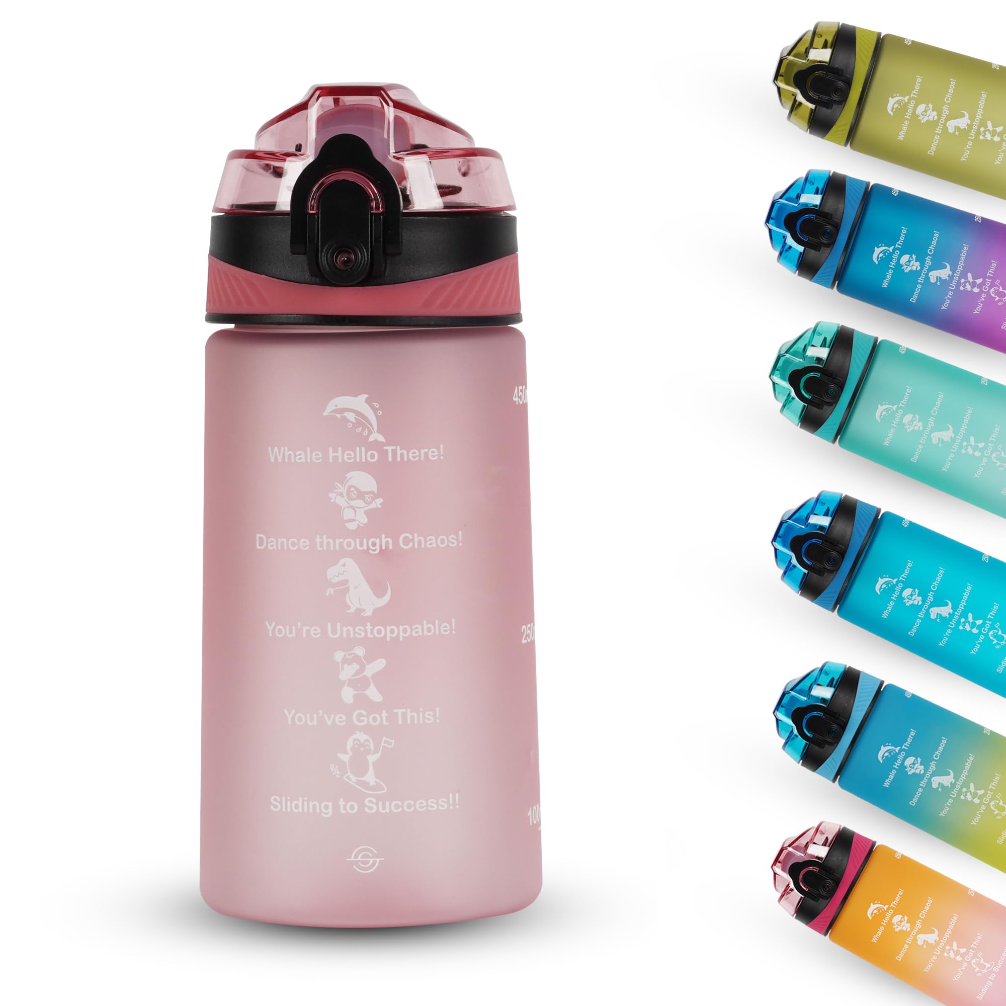 SOLARA 500ML Sipper Water Bottle with Motivational Time Marker, Sipper Bottle for Kids, Water bottle for Home, School | Pearly P