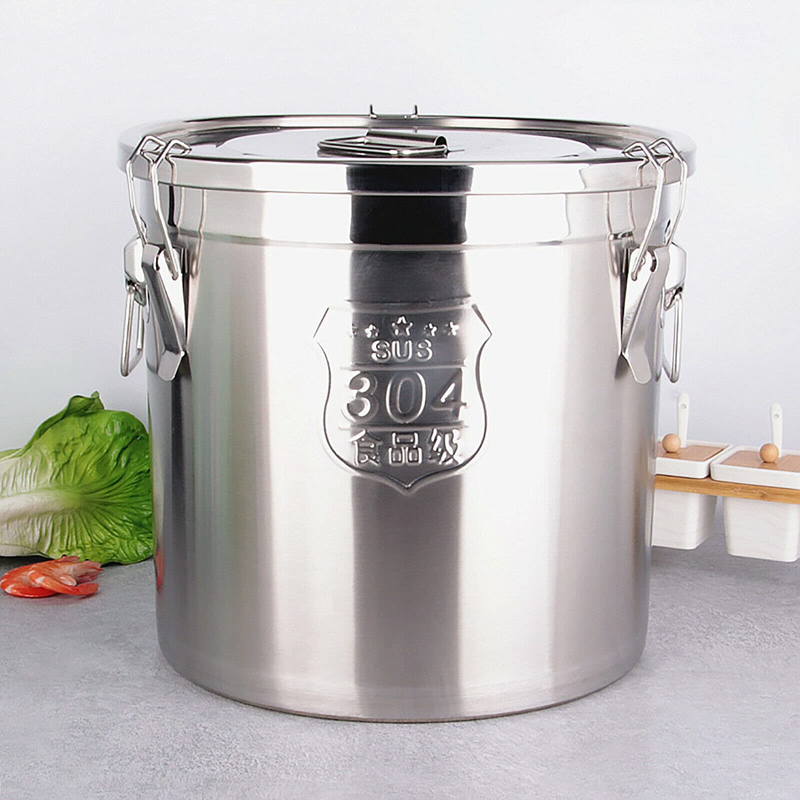 Stainless Steel Airtight Canister For Kitchen, Rice Cereal Grain Canisters Container For Household Kitchen Food Bean Flour Oil S